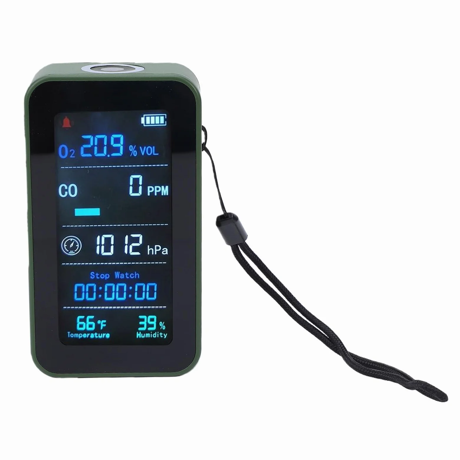 Generic Detector Portátil de Calidad del Aire Monitor de Oxígeno Multifuncional con Linterna para Viajes Uso Al Aire Libre Tamaño Compacto 1 Unidad