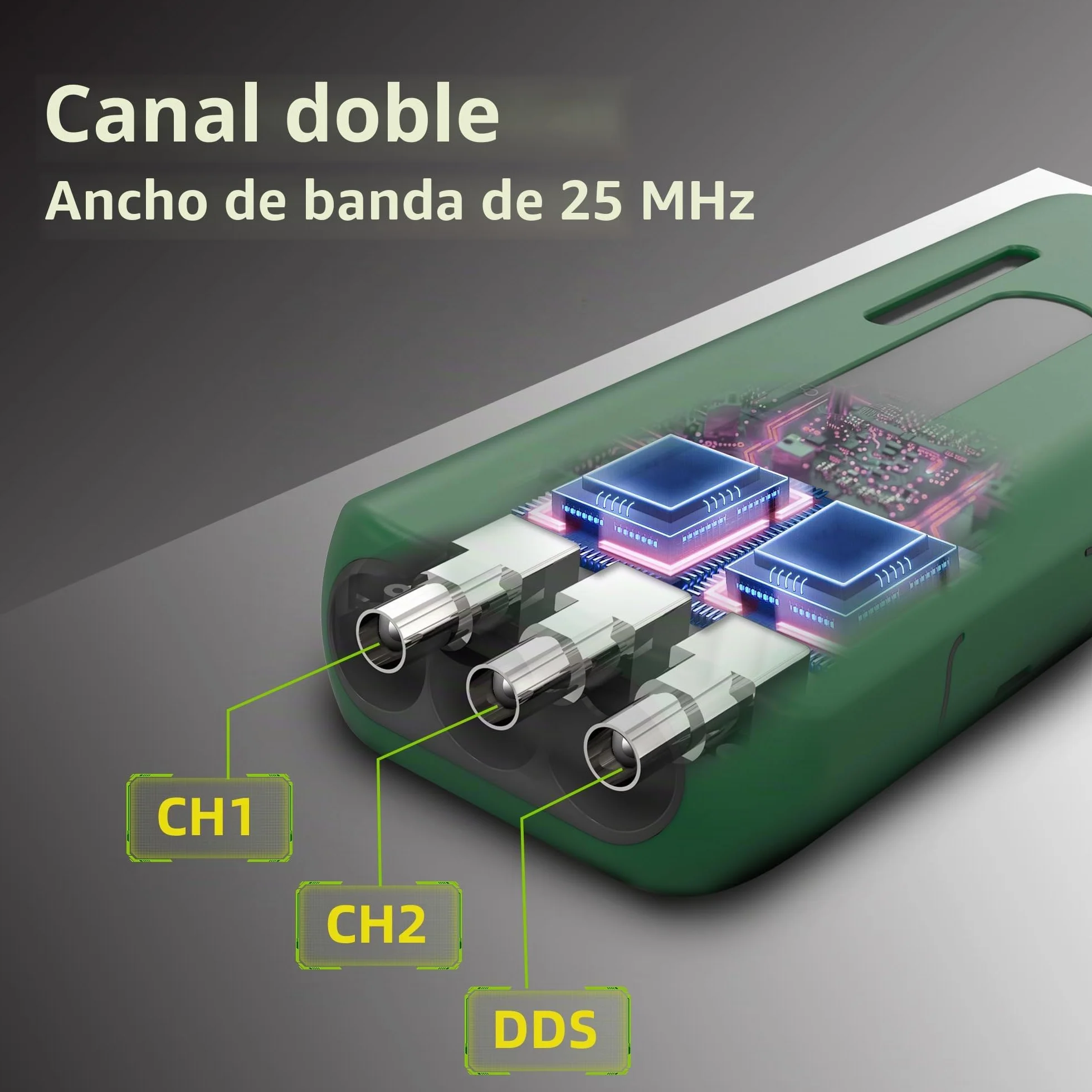 BSIDE O7 Osciloscopio Automotriz Portátil 2 Canales 25MHz 208MSa/s con 3.9 pulgadas Pantalla de Vista Completa Generador de Señal Multímetro Recargable Mide 6000A Corriente Voltaje Capacidad Diodo