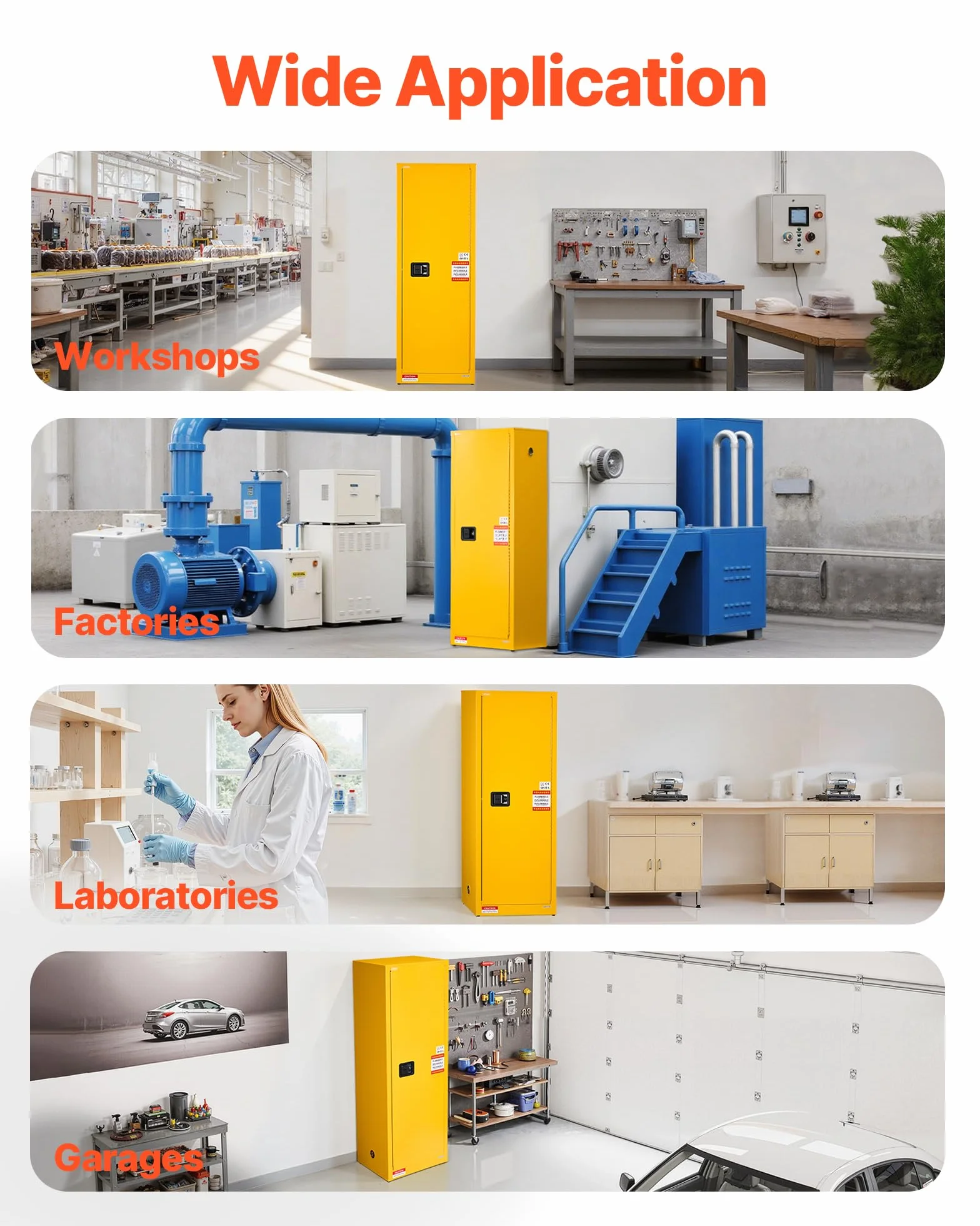 VEVOR Gabinete para Materiales Inflamables, Gabinete Ignífugo 59 x 46 x 165,1 cm de 87,06 L de Acero Laminado en Frío y Galvanizado con Estante Ajustable para Uso Comercial/Doméstico, Amarillo