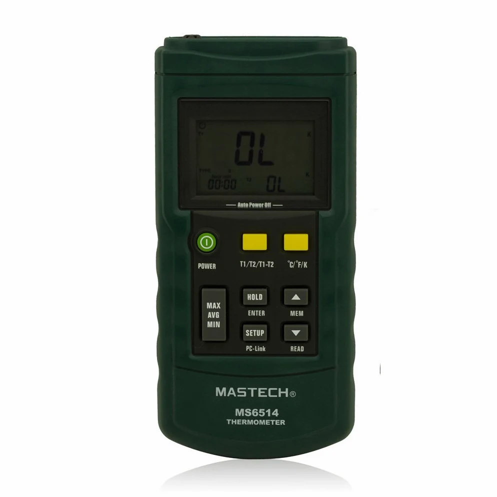 MASTECH ms6514 doble canal termómetro digital probador de temperatura y registrador de datos USB interfaz 1000 Datos