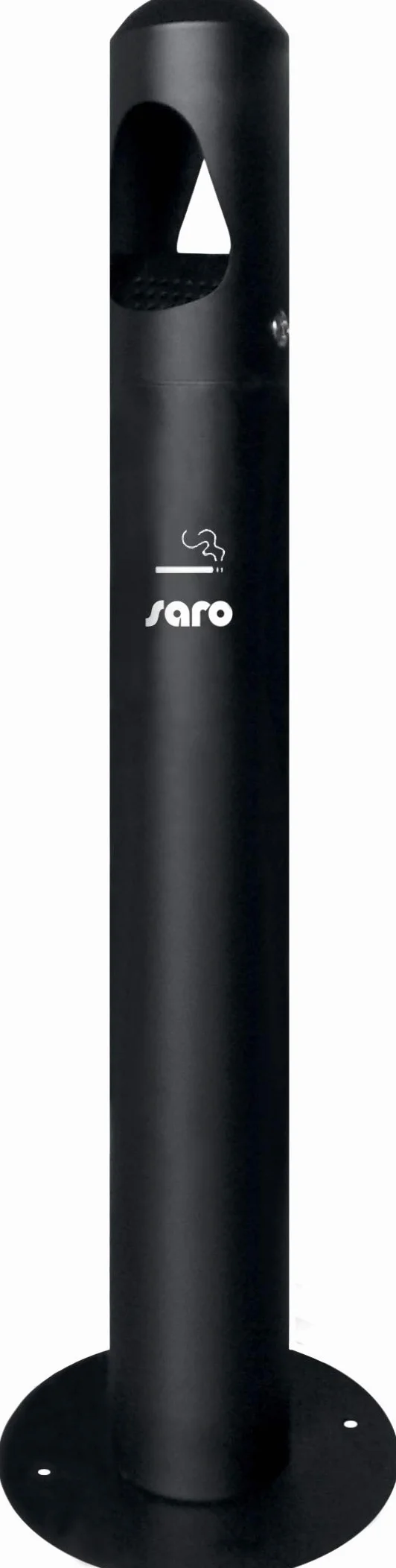 SARO RANA Cenicero de pie negro, recipiente interior de acero inoxidable, 290 x 290 x 1000 mm, se puede cerrar, para interior y exterior
