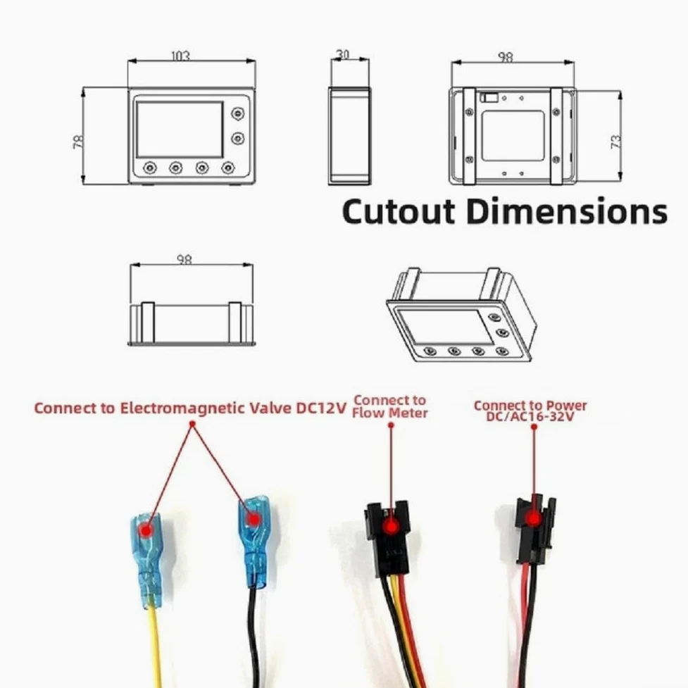 Medidor de flujo de agua para monitoreo de flujo y cálculo de volumen total, entrada de 1/4 pulgadas ZJ LCD M con pantalla digital LCD DC12V