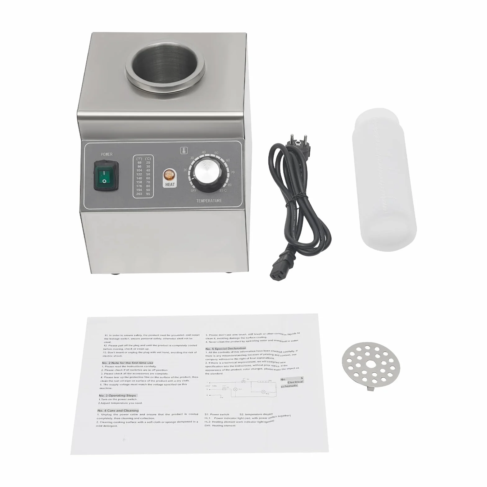 Profesional Calentador de Salsa Eléctrico 100 W Dispensador de Chocolate Baño María Mantenimiento de Temperatura
