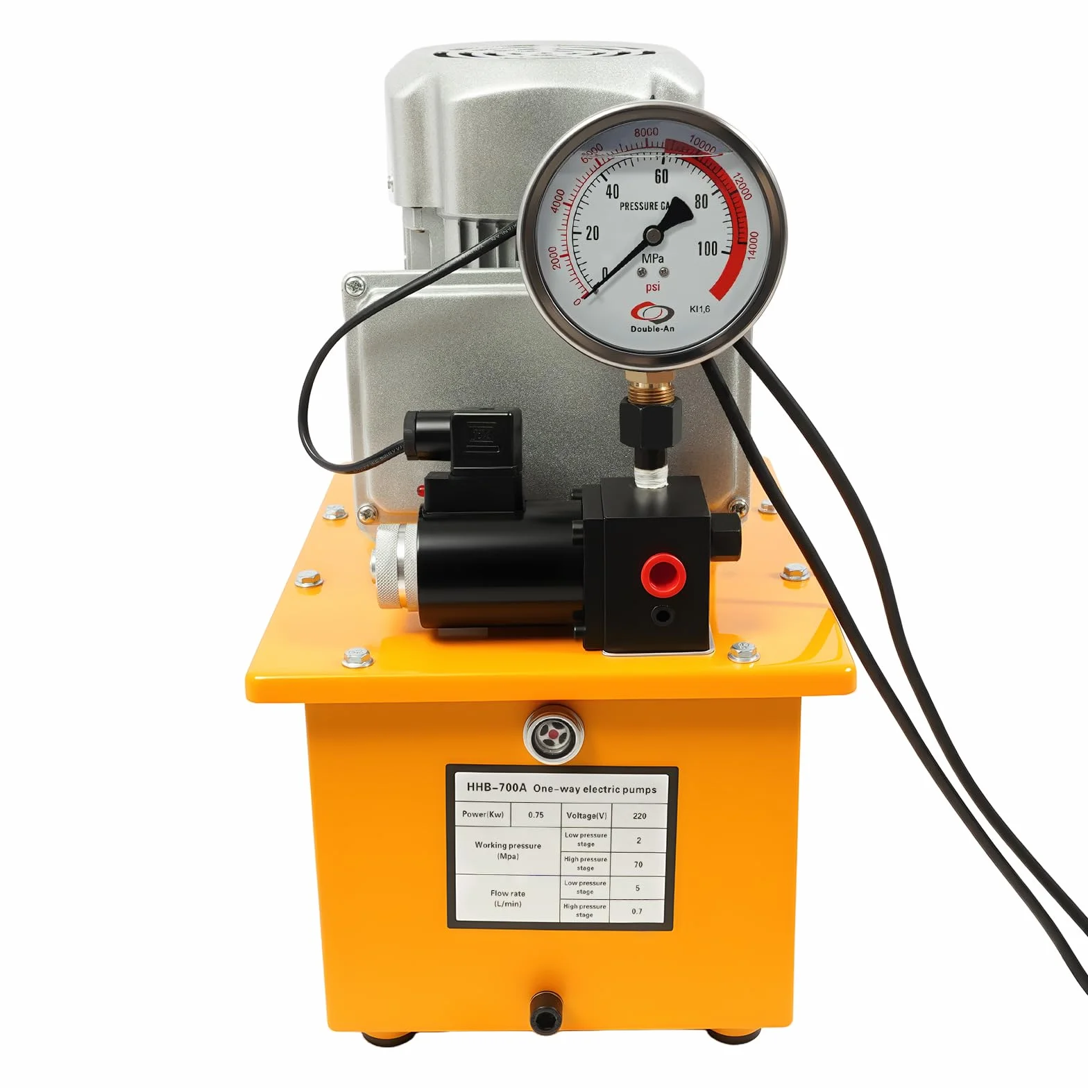 Bomba hidráulica eléctrica de 750 W, depósito de combustible de 7 L, bomba electrohidráulica de 2 a 70 Mpa, bomba hidráulica de 1400 rpm