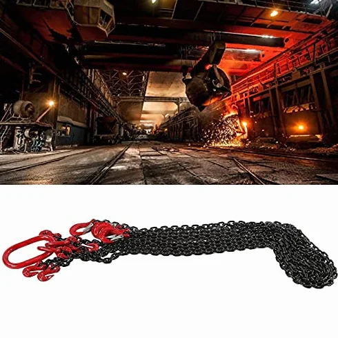 Cadena de Resistencia Industrial 2 Metros 4 Hilos con Gancho de Acortamiento 6mm