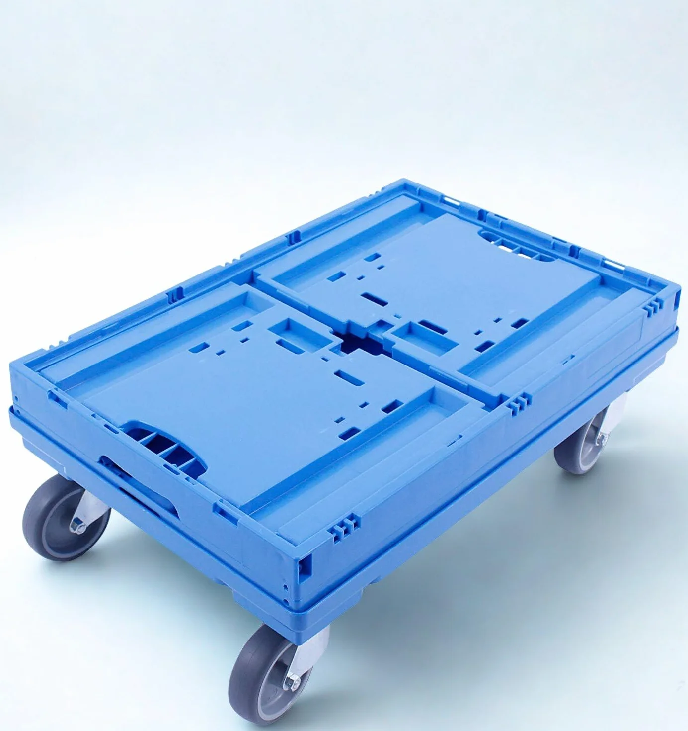 Carro de transporte 60x40 cm plataforma con ruedas carga máxima 300 kg azul