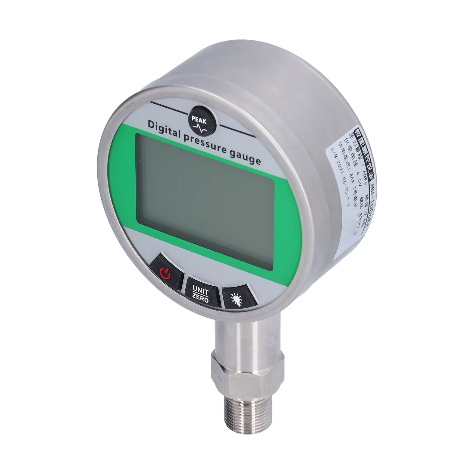 Manómetro Hidráulico Digital Preciso y Duradero para Controlar la Presión en Diversas Aplicaciones, Acero Inoxidable, 100 Mm, 1 Unidad