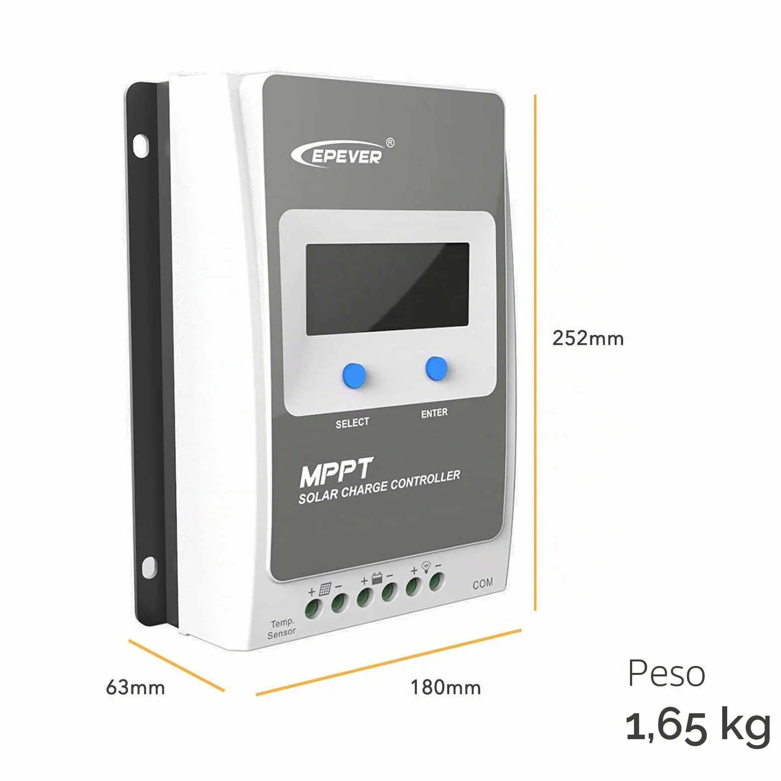 EPEVER® MPPT Tracer-AN G3 – Tracer4210AN G3 Regulador de Carga Solar, 40A, 12/24VDC auto work, PV 100V, Pantalla LCD, Puesta a tierra negativa común