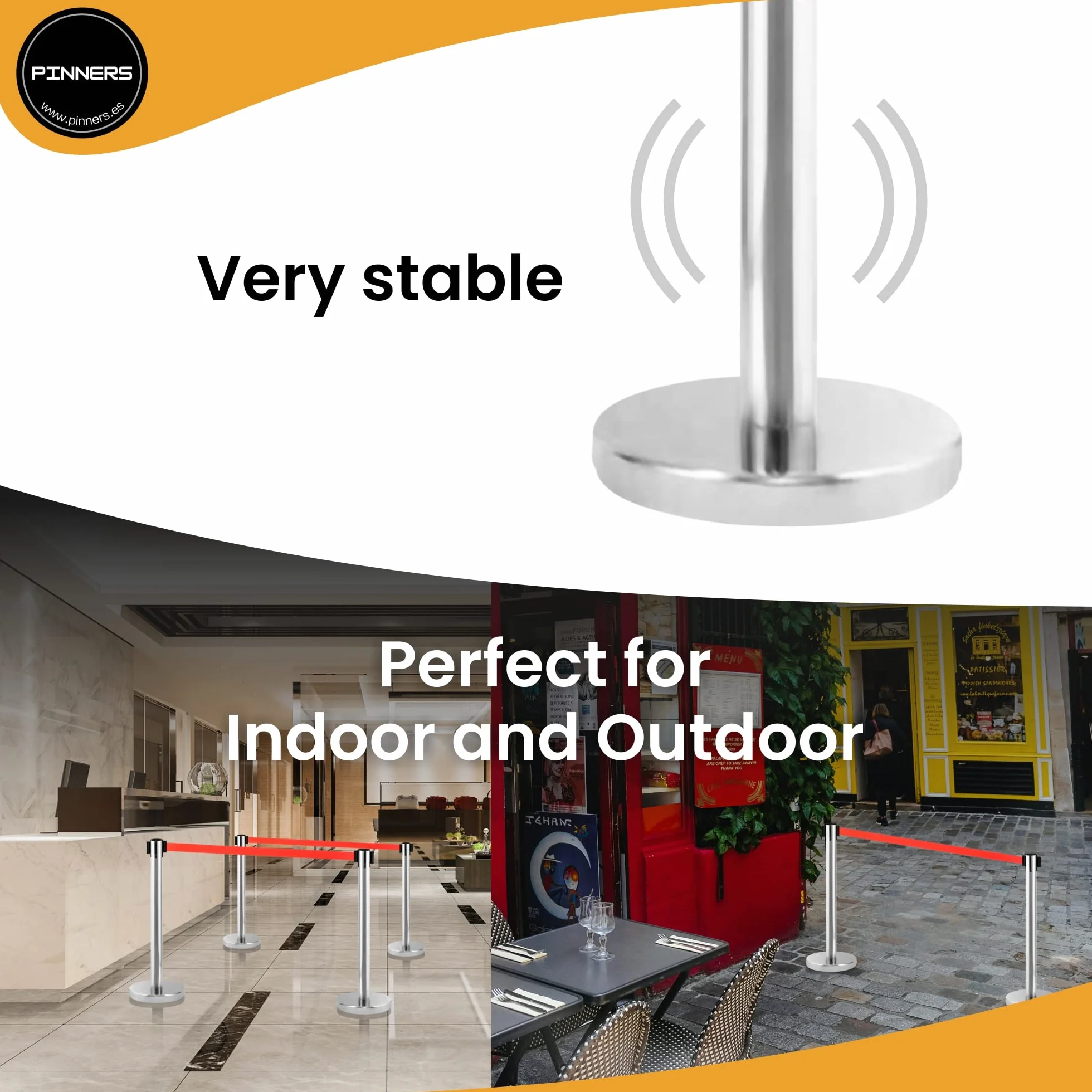 Poste Separador Cinta Extensible 3 m 2uds Barrera Delimitadora Prohibido el Paso