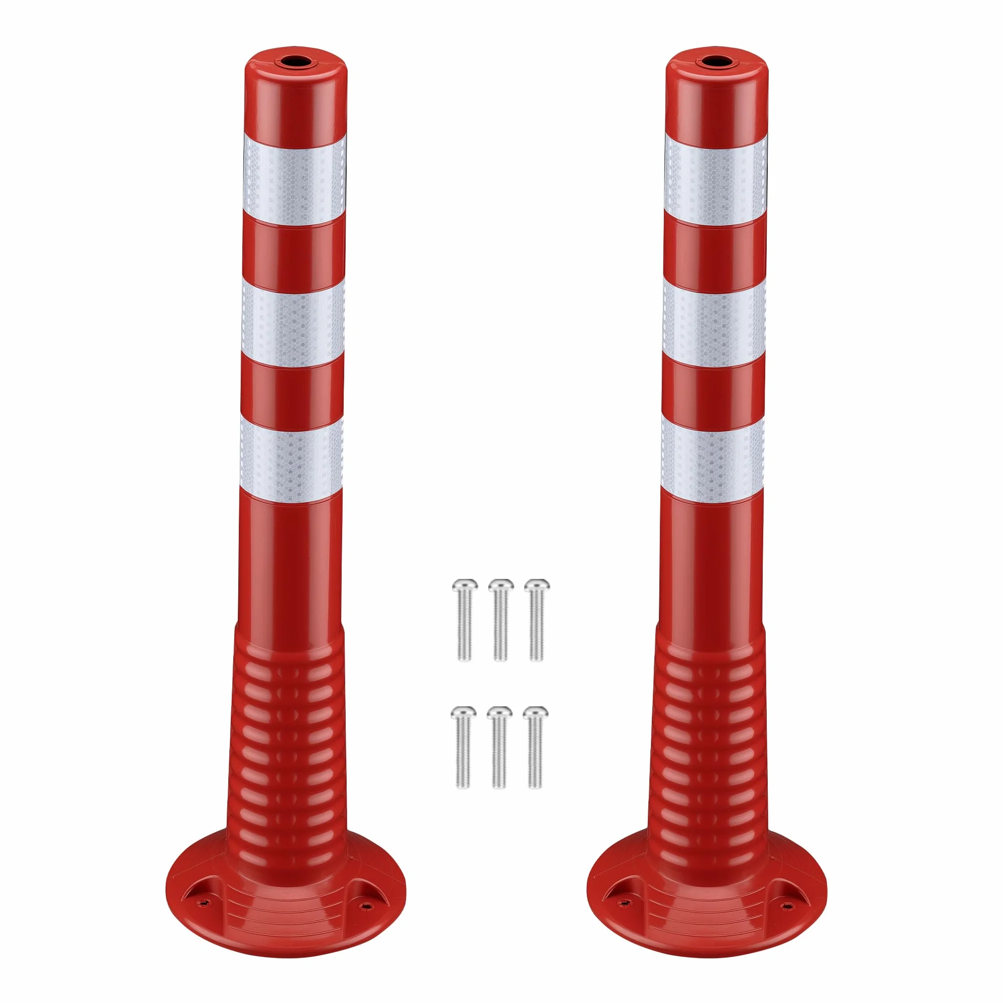 Wiltec Juego de 2 Postes de Señalización Naranja y Blanco 75 cm Altura 20 cm Diámetro Reflectante Flexible