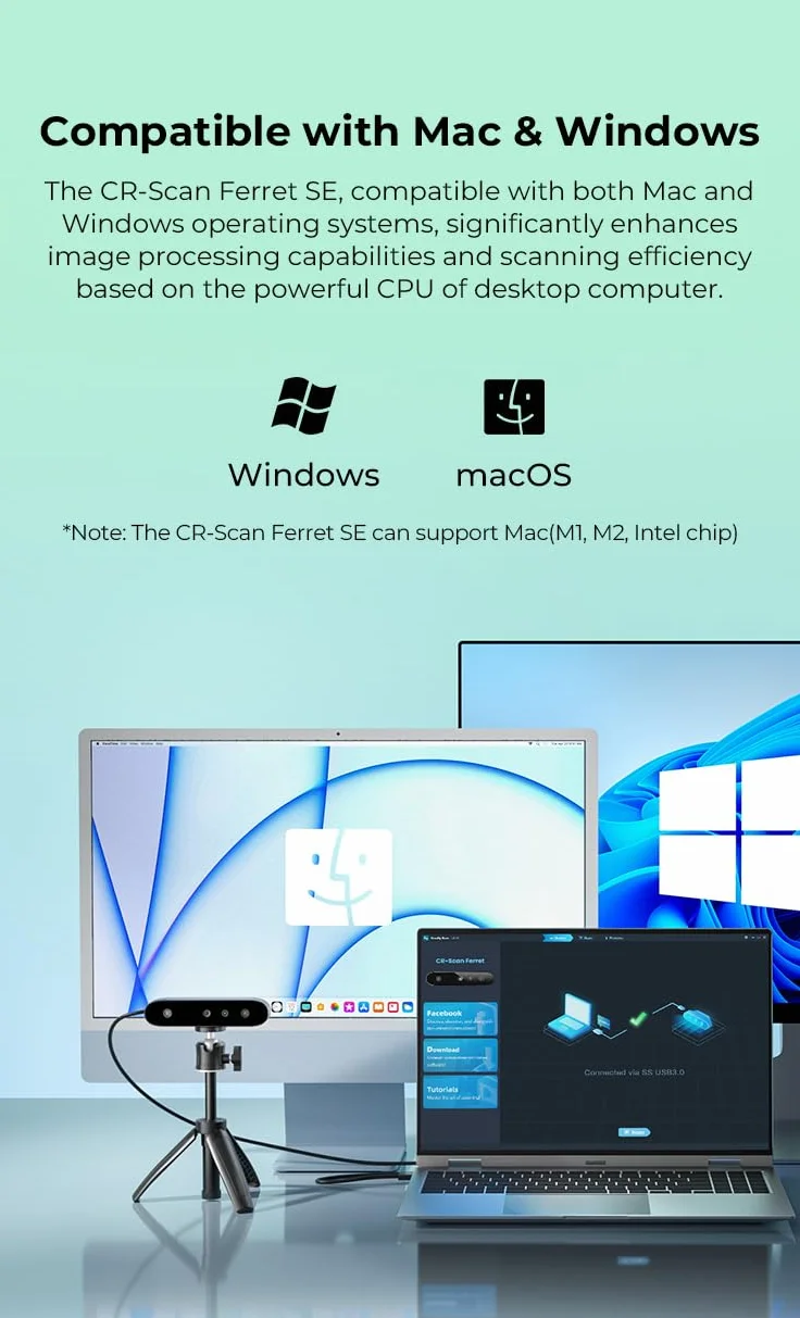 Creality CR-Scan Ferret SE 3D Escáner, seguimiento antivibración, precisión de escaneo de 0,1 mm, escáner portátil de 30 FPS para impresoras 3D,puede escanear objetos negros/metálicos para Windows/Mac