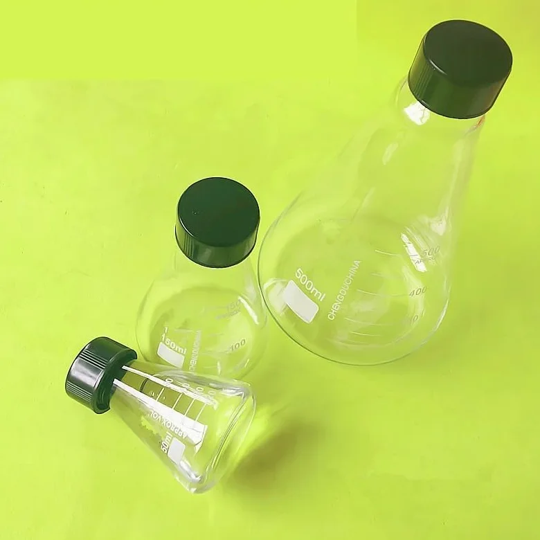 Matraz Erlenmeyer de Vidrio con Tapa de Rosca Matraz Cónico Graduado Cuello Estrecho Cristalería de Laboratorio Química 50–1000ml(500ml)