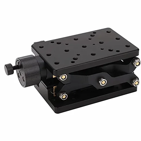 FTVOGUE Carril de guía lineal Deslizamiento Ejes Z Escenario lineal Giro manual Ajuste fino Plataforma Mesa deslizante Carga de carrera grande SPZ120, slider