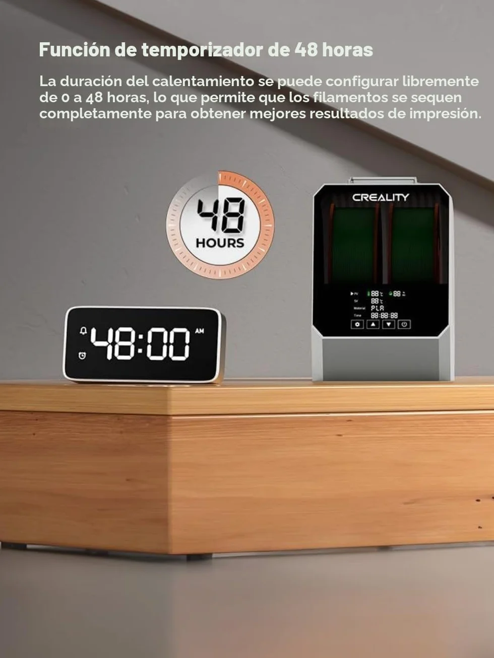 Creality Space Pi Plus Secadora de Filamentos Caja de Almacenamiento de Filamentos de 2 Carretes, 2 Secado por Calentamiento de 360°, Portacarretes de Filamento PLA PETG ABS Nylon