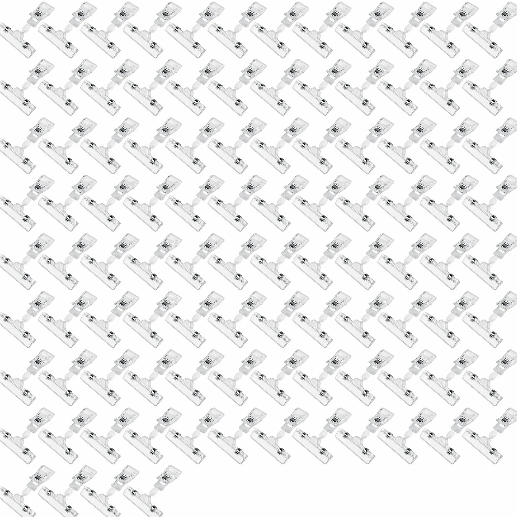 Clips transparentes para carteles en la exhibición de mercancías, paquete de 100 clips de plástico para etiquetas en estante de letreros giratorios de doble cara para etiqueta de precio en estante de