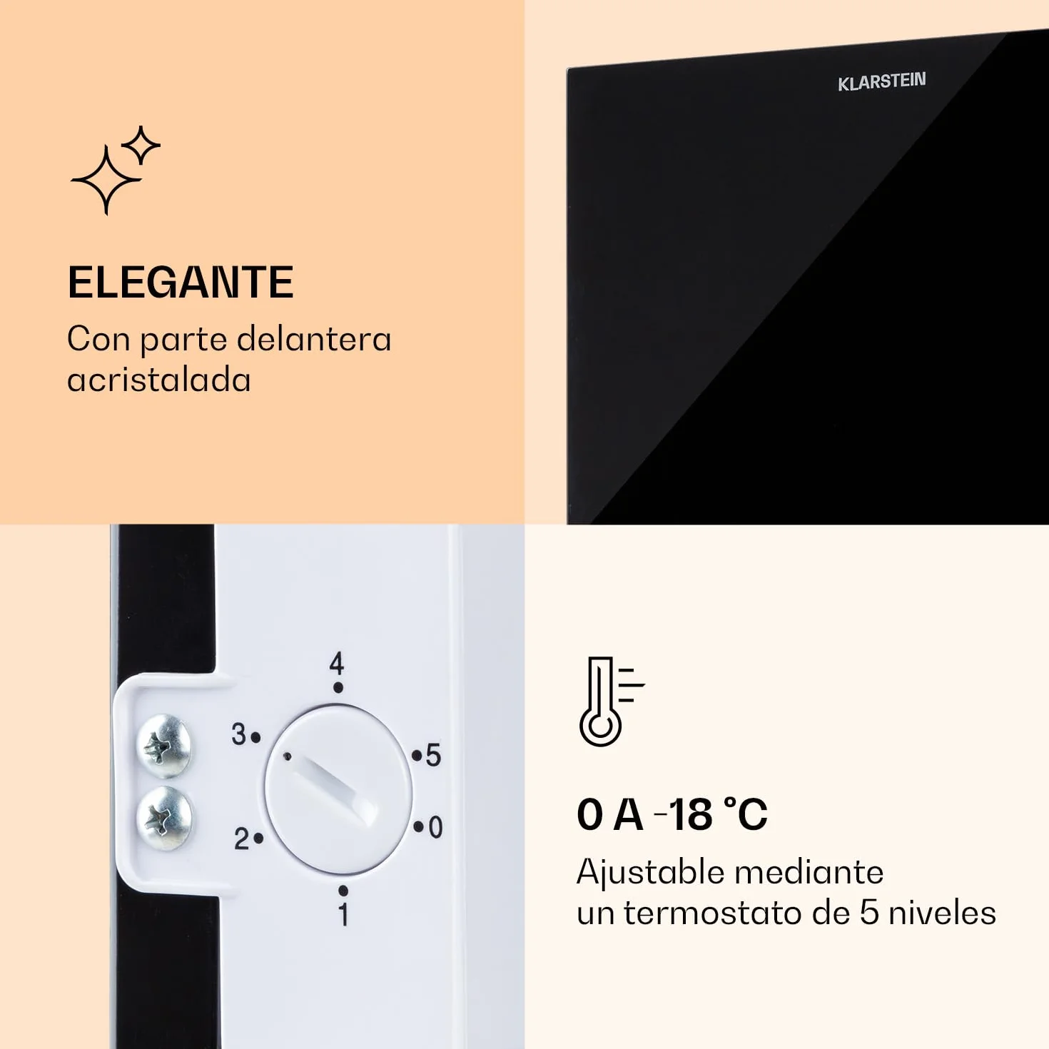 Klarstein Pluto congelador puerta frontal 60 litros -18 °C negro