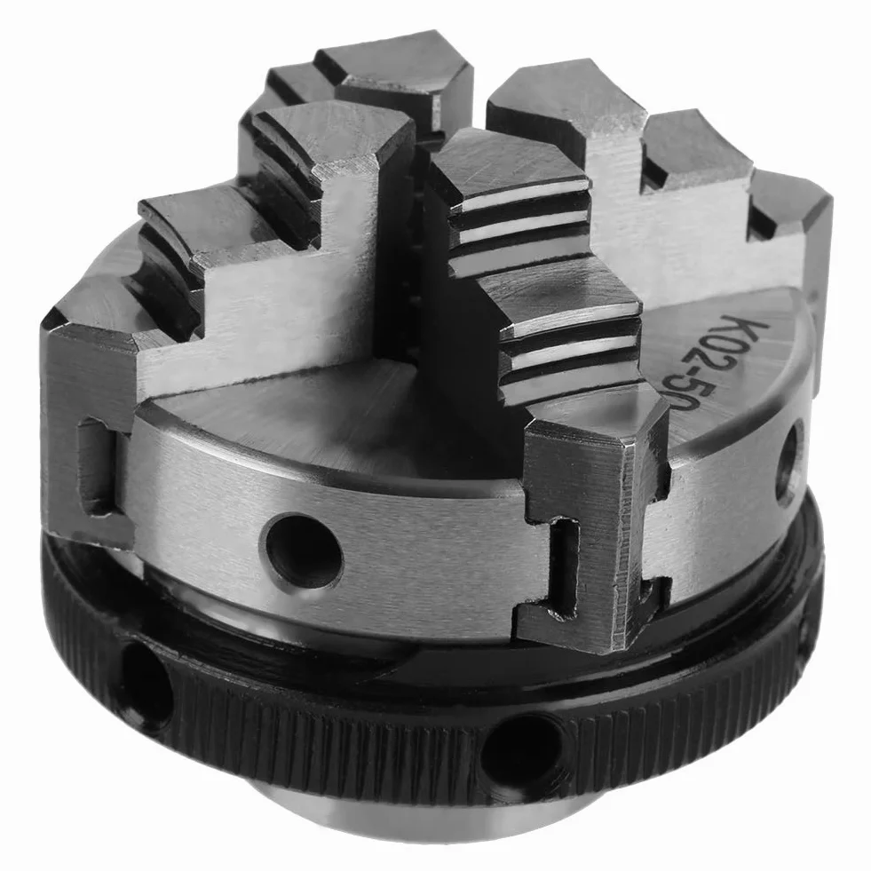 50mm Mini 4 mordazas Reversible autocentrante M14 Thread Mount Torno Chuck manual K02-50 con 2 piezas Barra de bloqueo