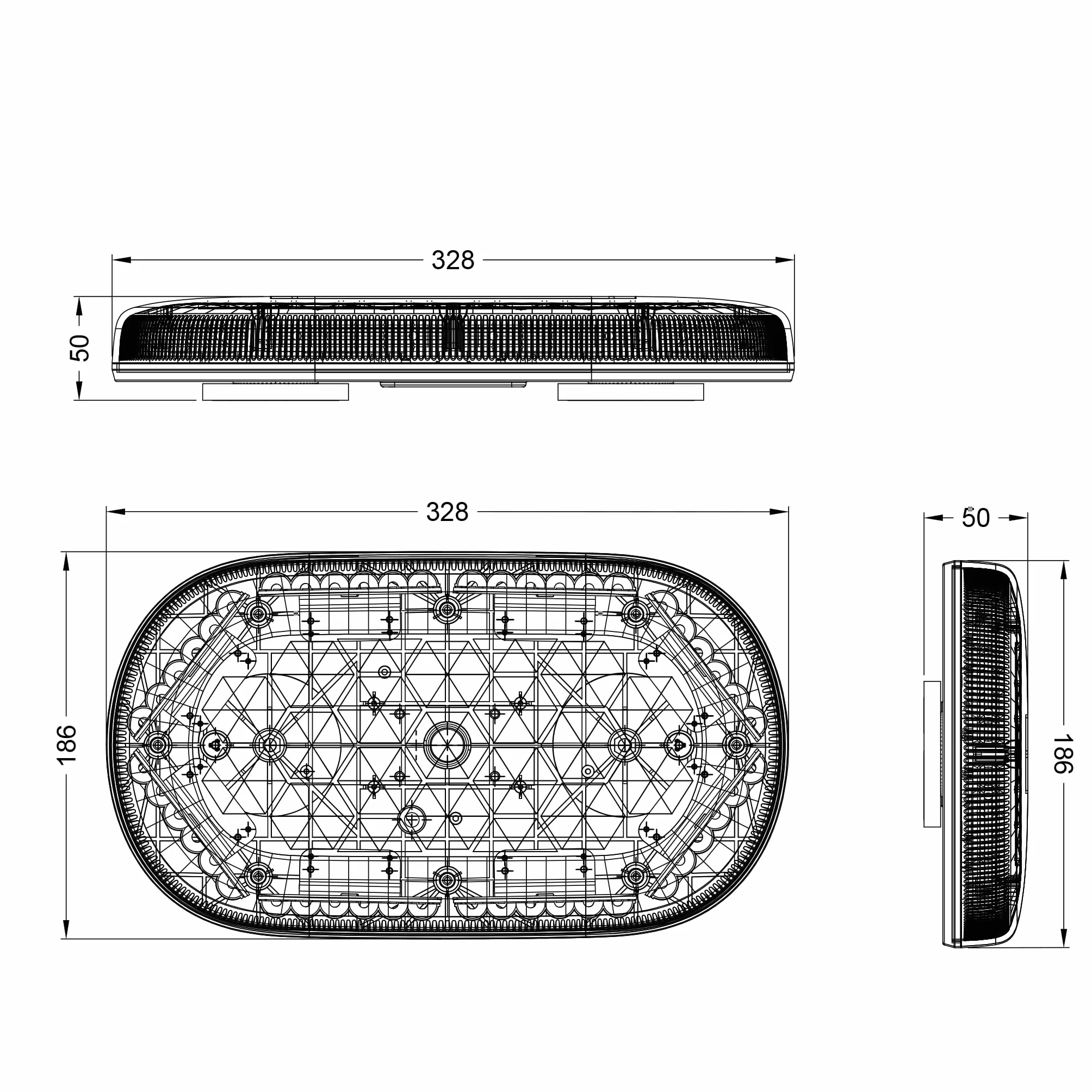 Ryme Automotive Mini Puente LED R65-26W - 328 mm - 48 LEDs Ámbar, Base Magnética, IP66, Conexión Mechero 12/24V, Alta Visibilidad