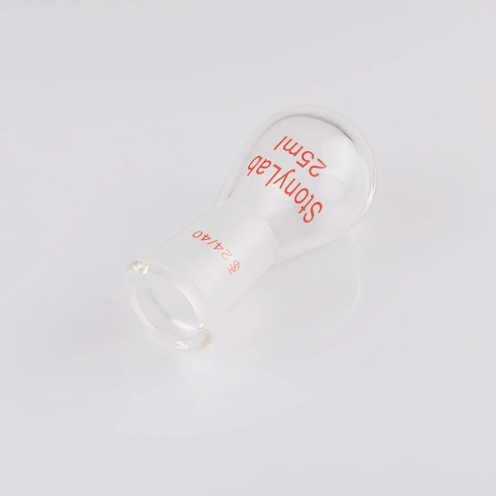 StonyLab Borosilicato Frasco de evaporador rotatorio de vidrio de pared pesada 25 ml, junta exterior 24/40