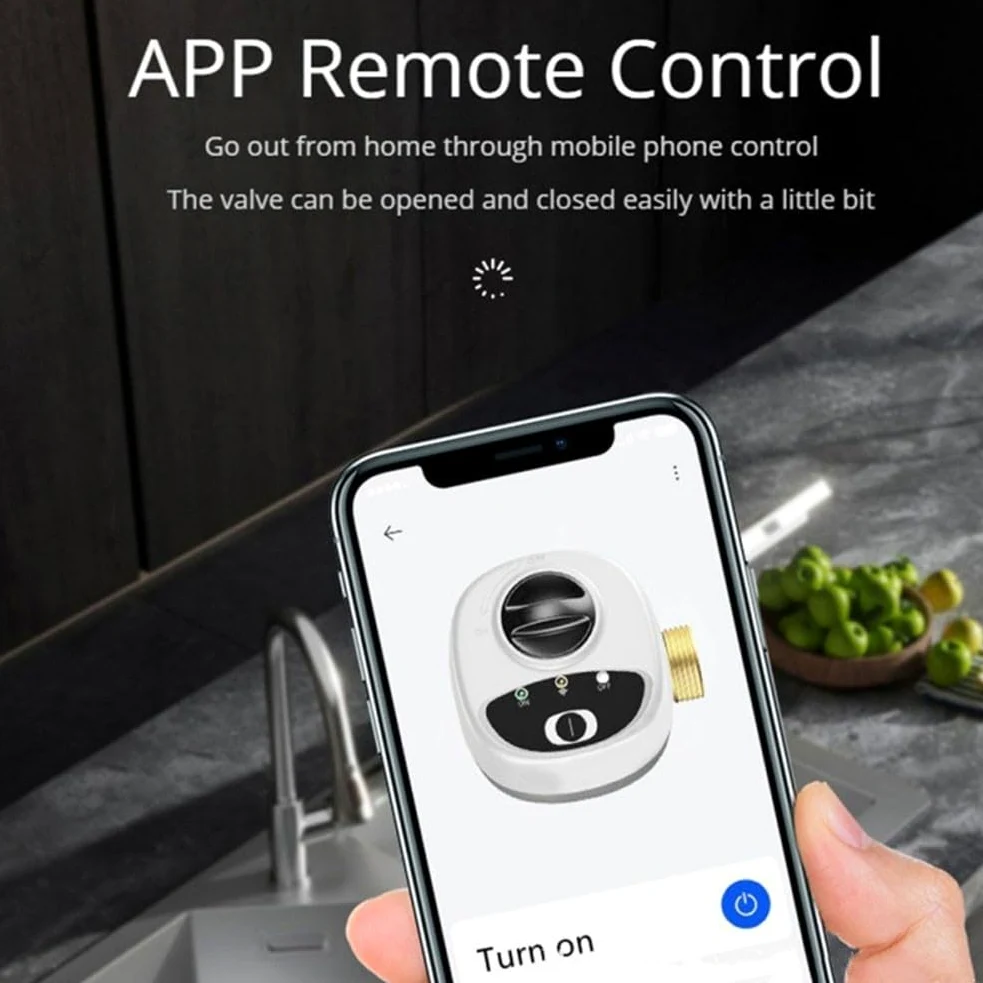 Válvula de agua WiFi inteligente de apagado automático, aplicación de control remoto, 3 modos de temporización, alarma de fugas de agua y gas, para Alexa (DN20)