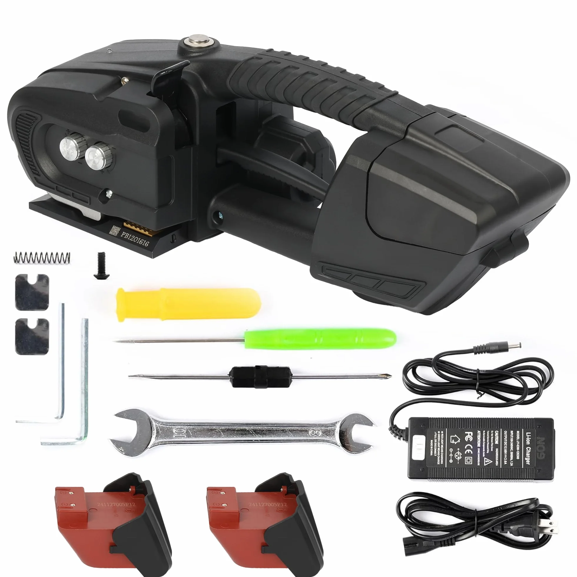 U.S. Solid Máquina flejadora eléctrica automatica para banda PP/PET de 13 a 16 mm, 2 pilas 4000 mAh recargables bateria