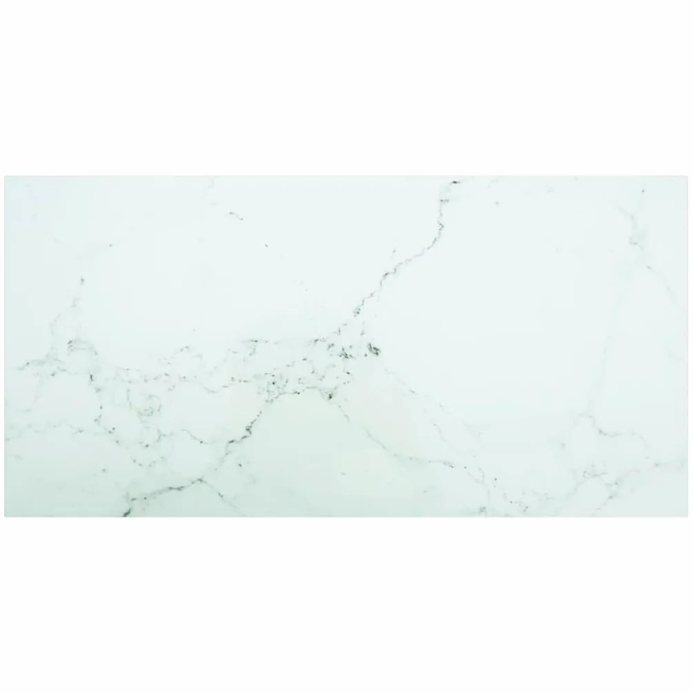 Bandeja de cristal templado (100 x 50 cm, color blanco, aspecto mármol, para sofá, oficina, sala de estar, dormitorio, pasillo