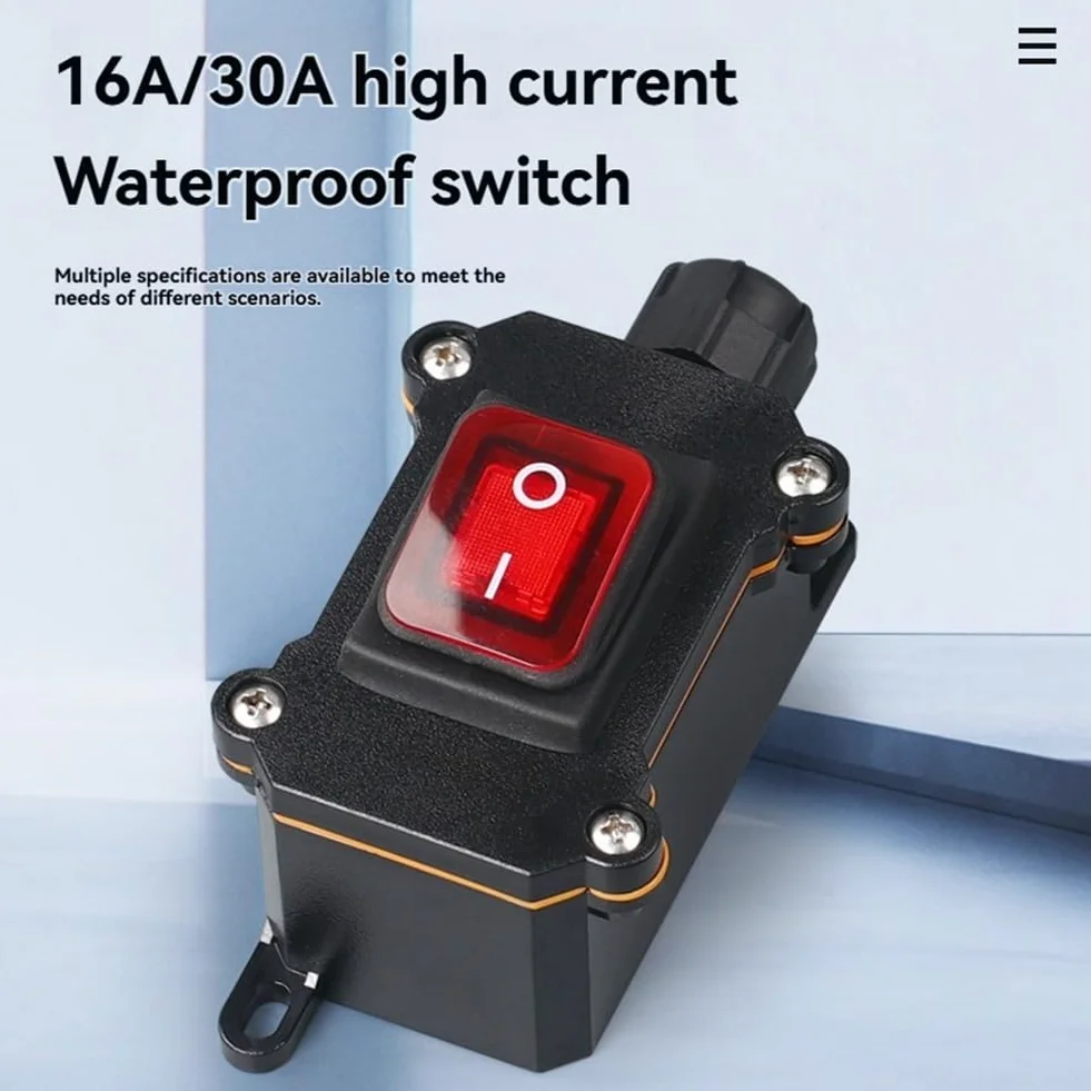Interruptor basculante para de 220 V, IP68, resistente al agua, 16 A, alta corriente con luz LED, interruptor de encendido/apagado