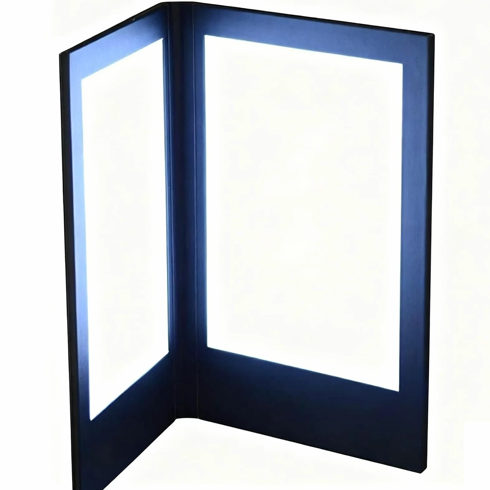 Cubierta de menú iluminada LED, soporte de menú retroiluminado recargable, carpeta de menú de doble página con ribete de cuero para restaurante, bar, cafetería y hotel