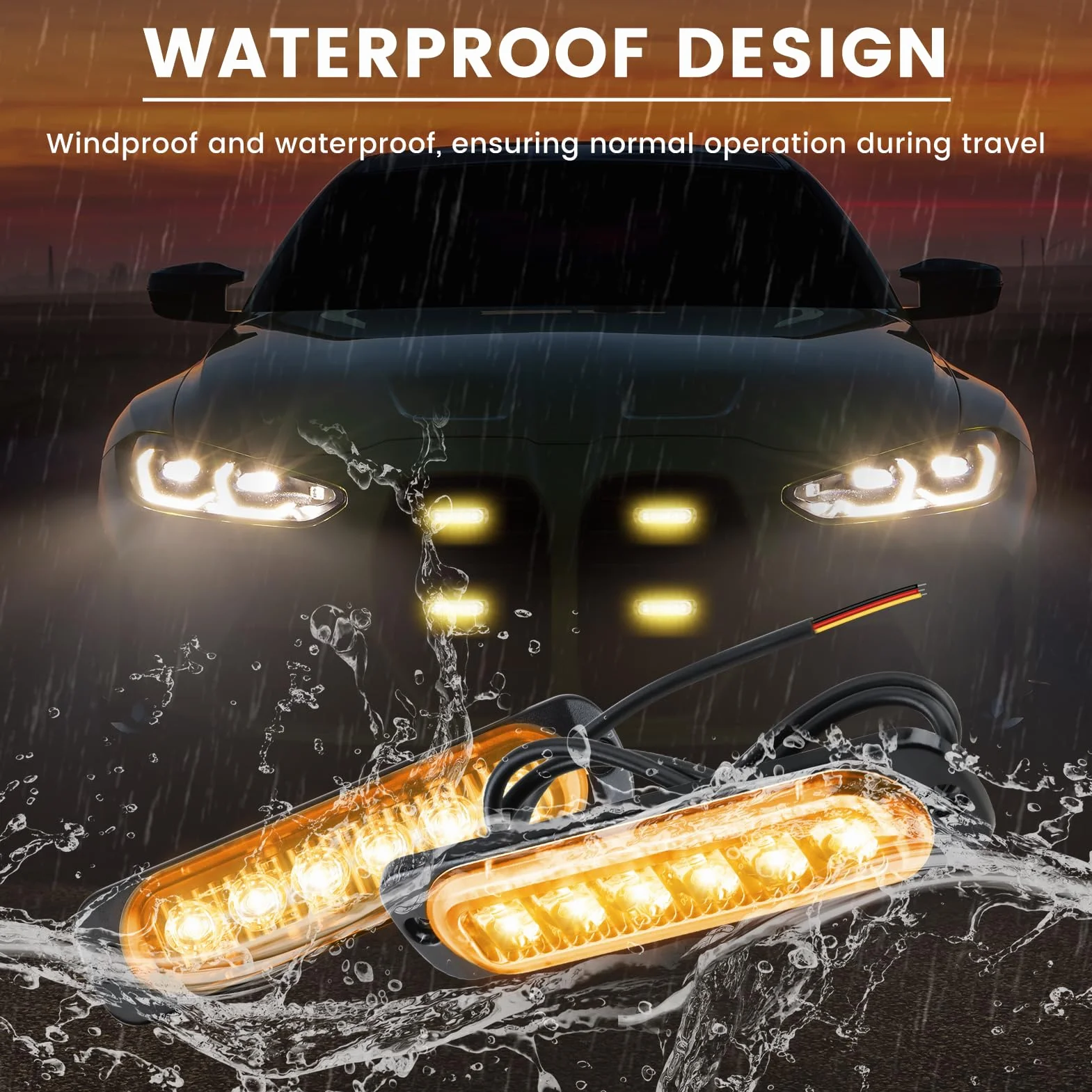 Luces Estroboscópicas LED 12V 24V IP65 Impermeable 4 Piezas para Coche Vehículo Camión