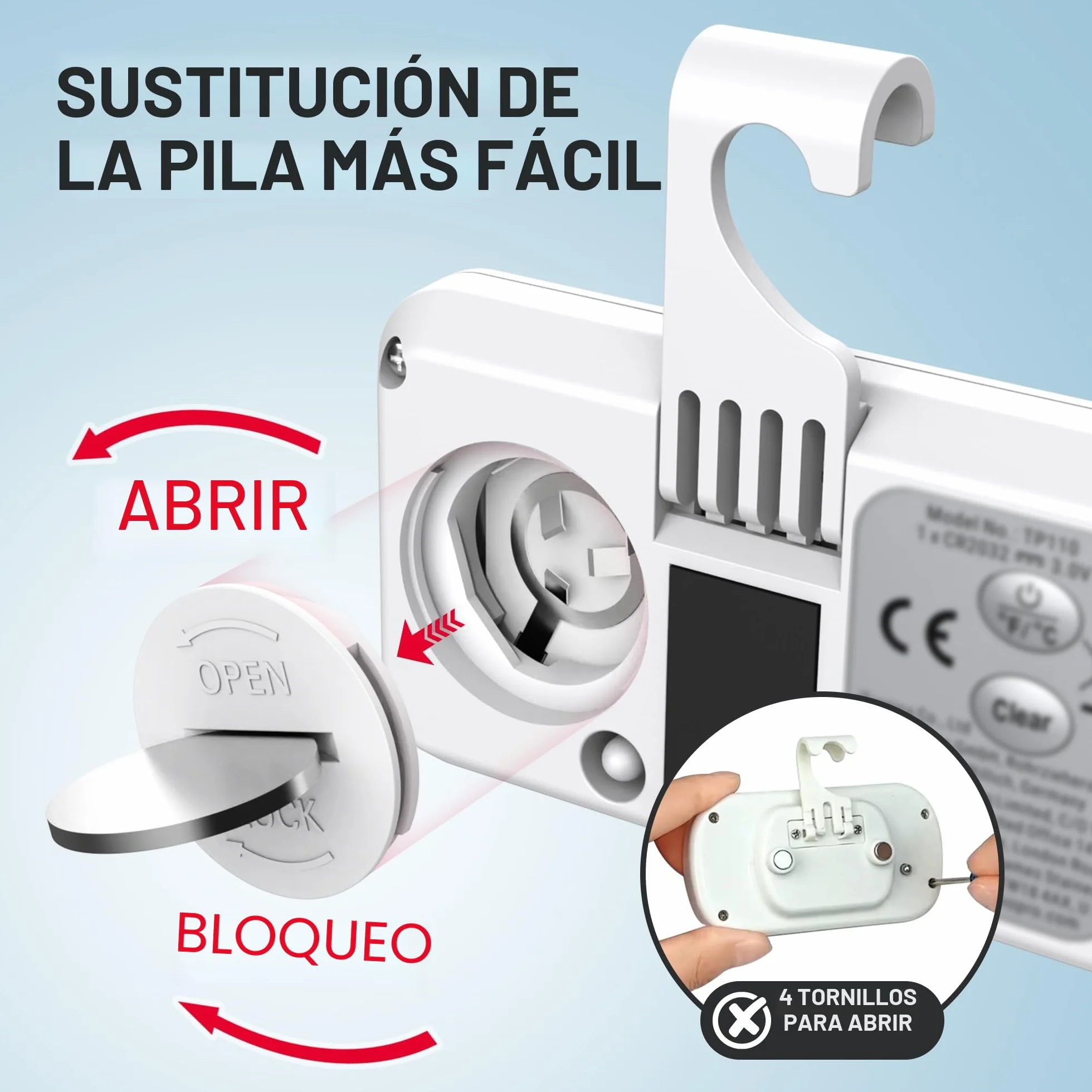 ThermoPro TP110 Termómetro Frigorífico Digital, Nevera y Congelador con Pantalla LCD, Registro MAX/MIN 24h, IPX6 Impermeable