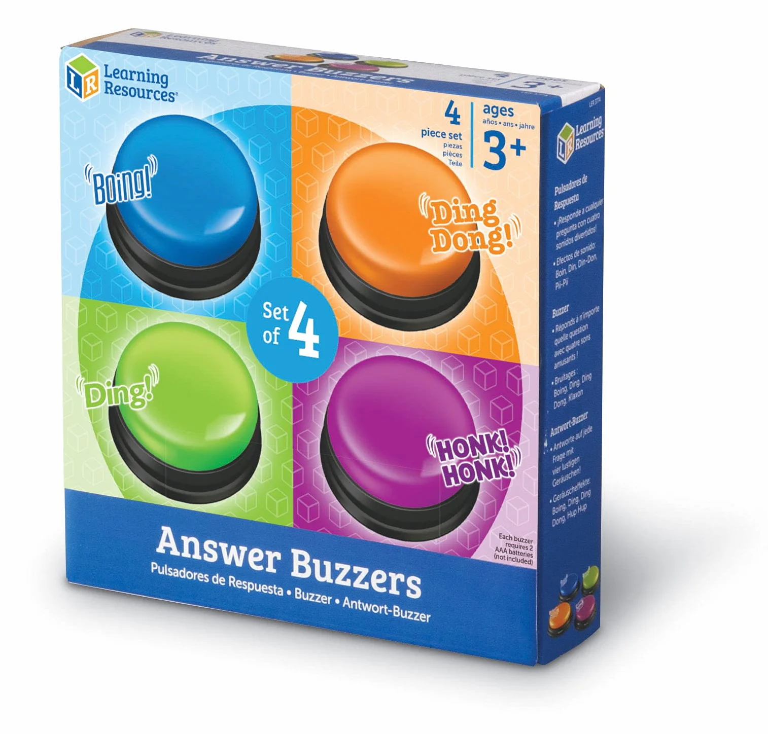 Learning Resources Botones de Respuesta Juego Educativo con Sonidos para Niños 3+ Set de 4 Zumbadores Interactivos