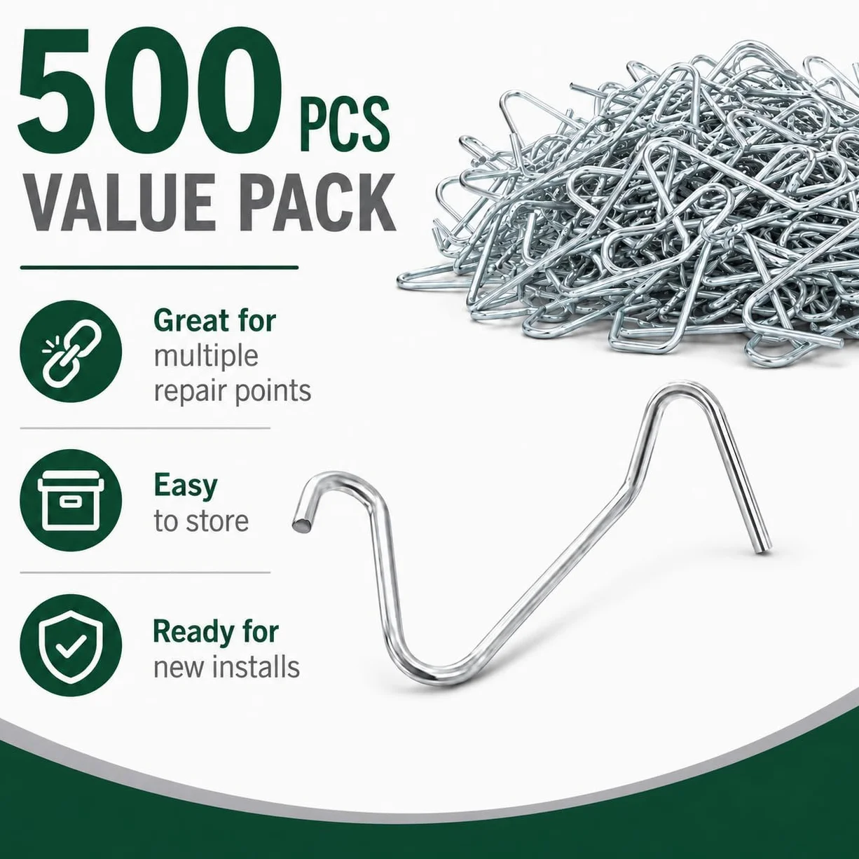Clips de poste en T, 500 unidades, tensores de alambre de valla, clips de valla de acero galvanizado para asegurar alambres, jardín, granja, carretera, vallas deportivas