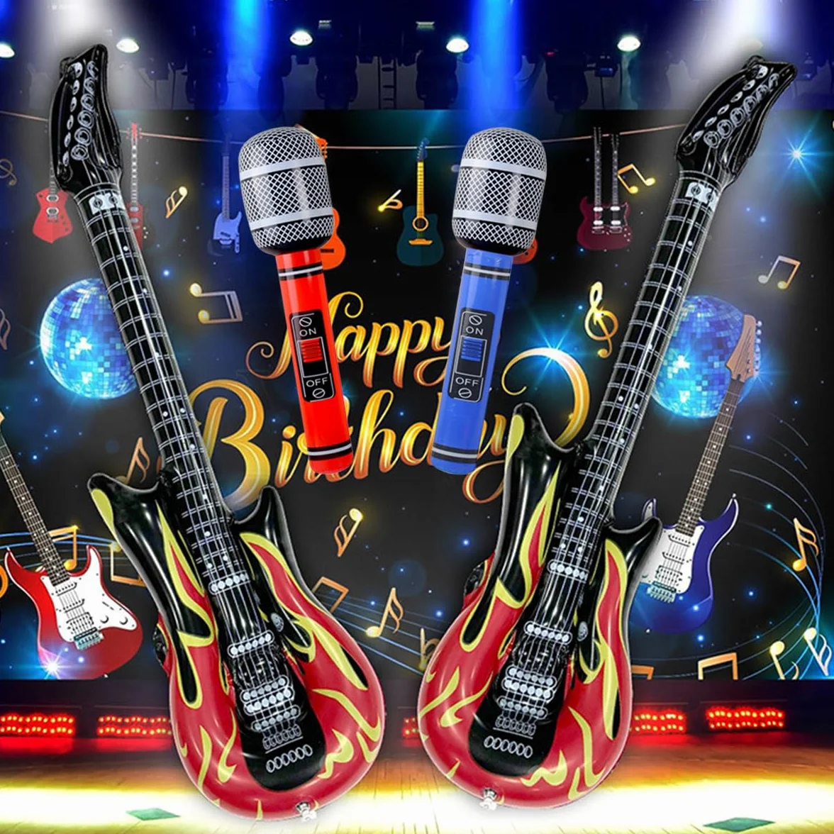 Guitarra Inflable 100cm Disfraz para Niños 6 Piezas