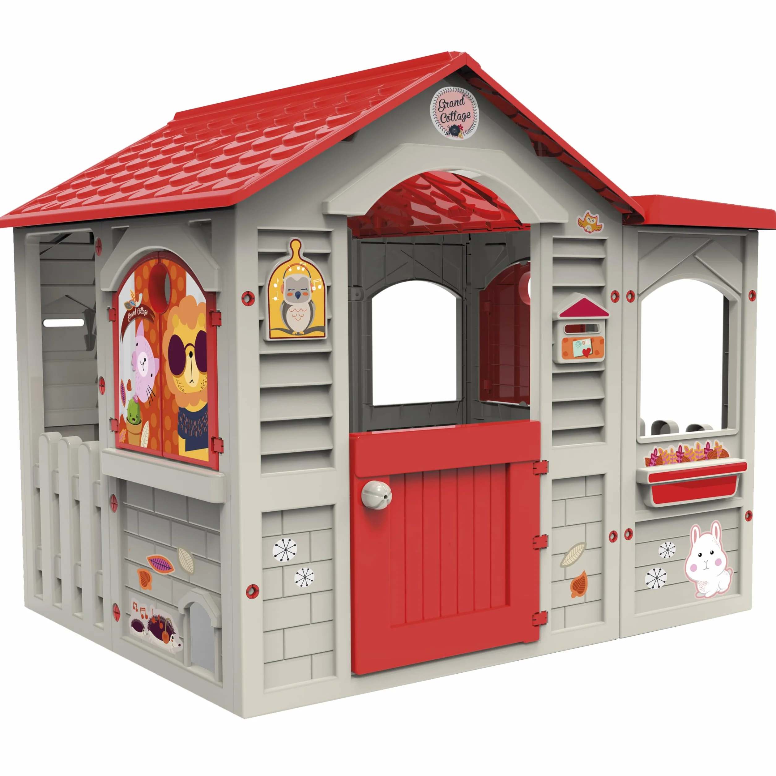 Chicos Grand Cottage XL Casita Infantil de Exterior Plástico Resistente Beige Tejado Rojo