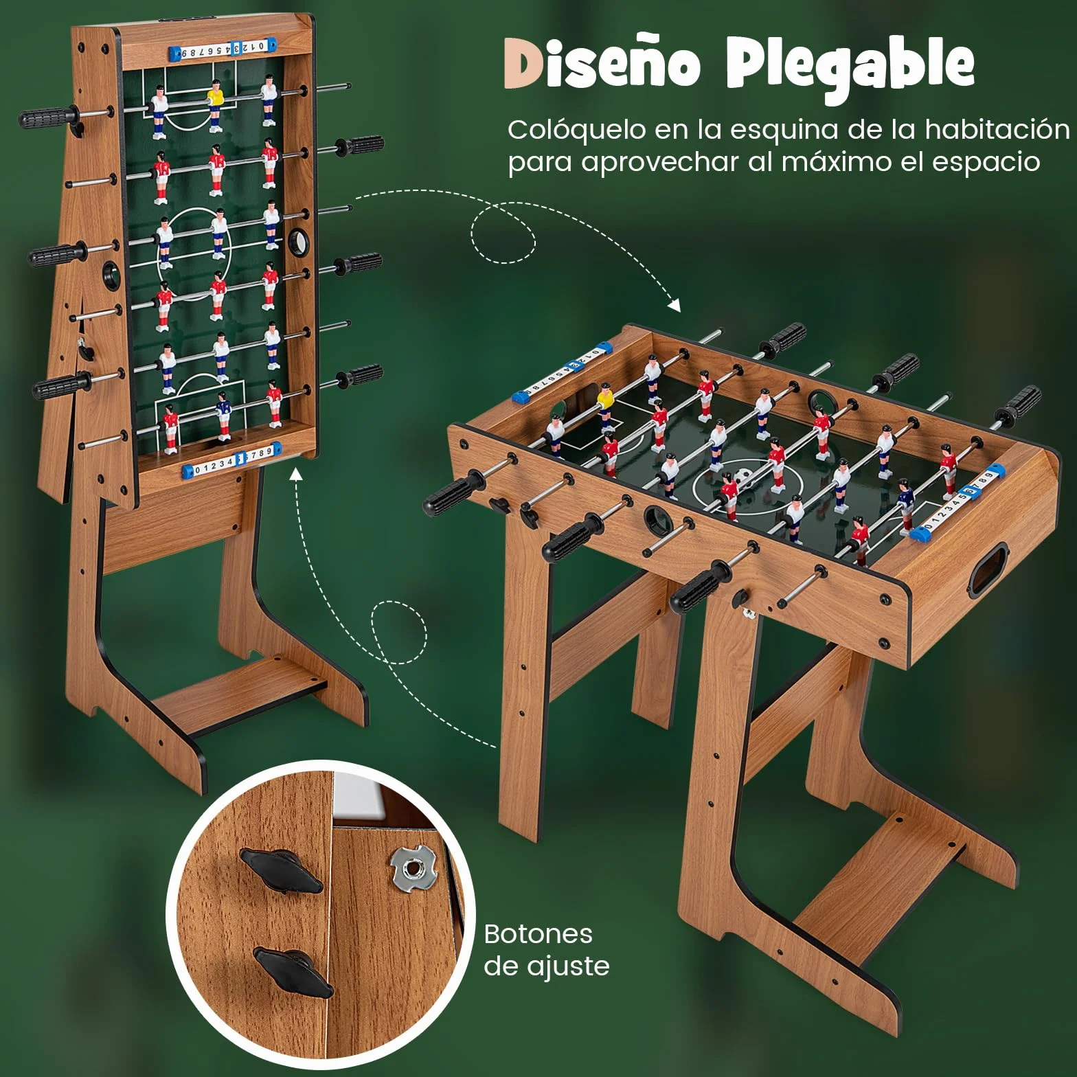 COSTWAY Futbolín de Mesa Plegable con Asas Duraderas, 2 Pelotas y Marcador