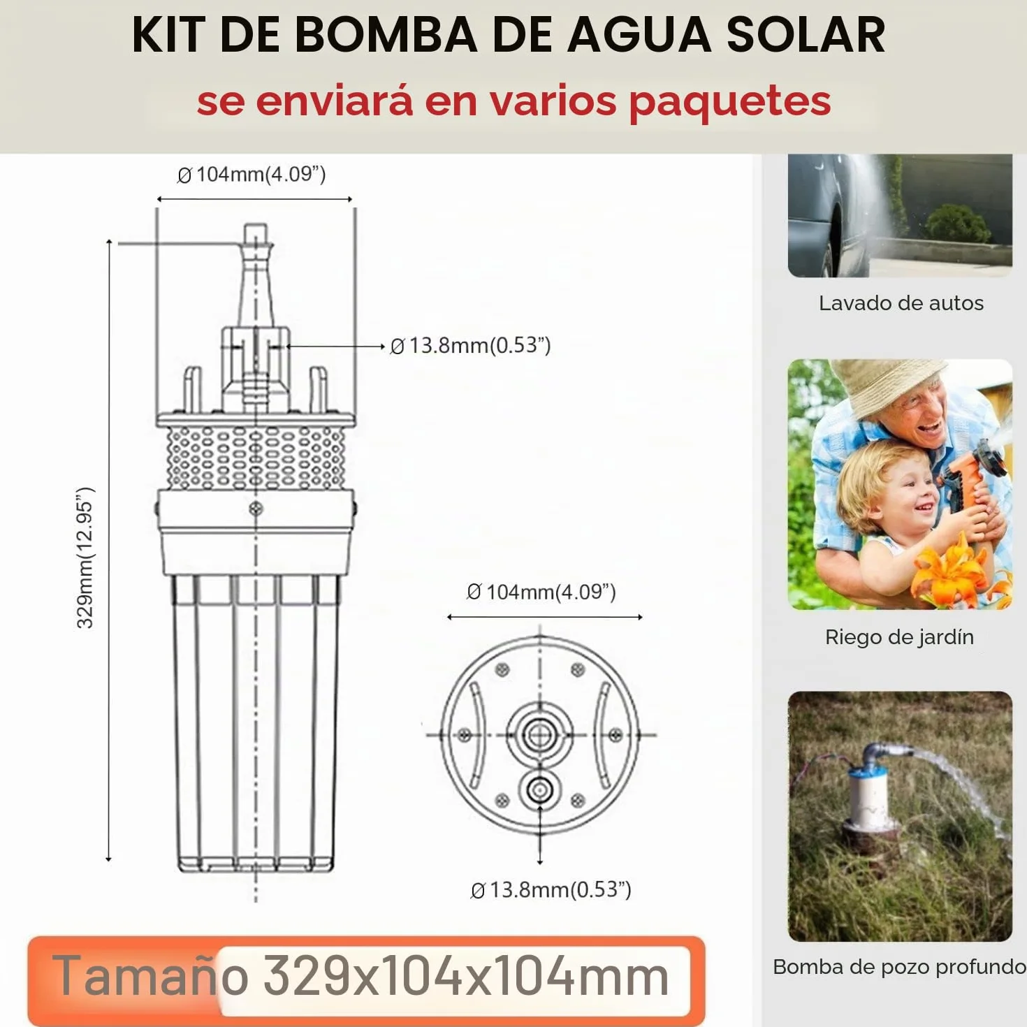 DCHOUSE Juego de bombas solares de 200 W, bomba de pozo de 12 V + 2 paneles solares de 100 W + controlador – Riego autónomo y agua para ganado – Entrega en 2 paquetes