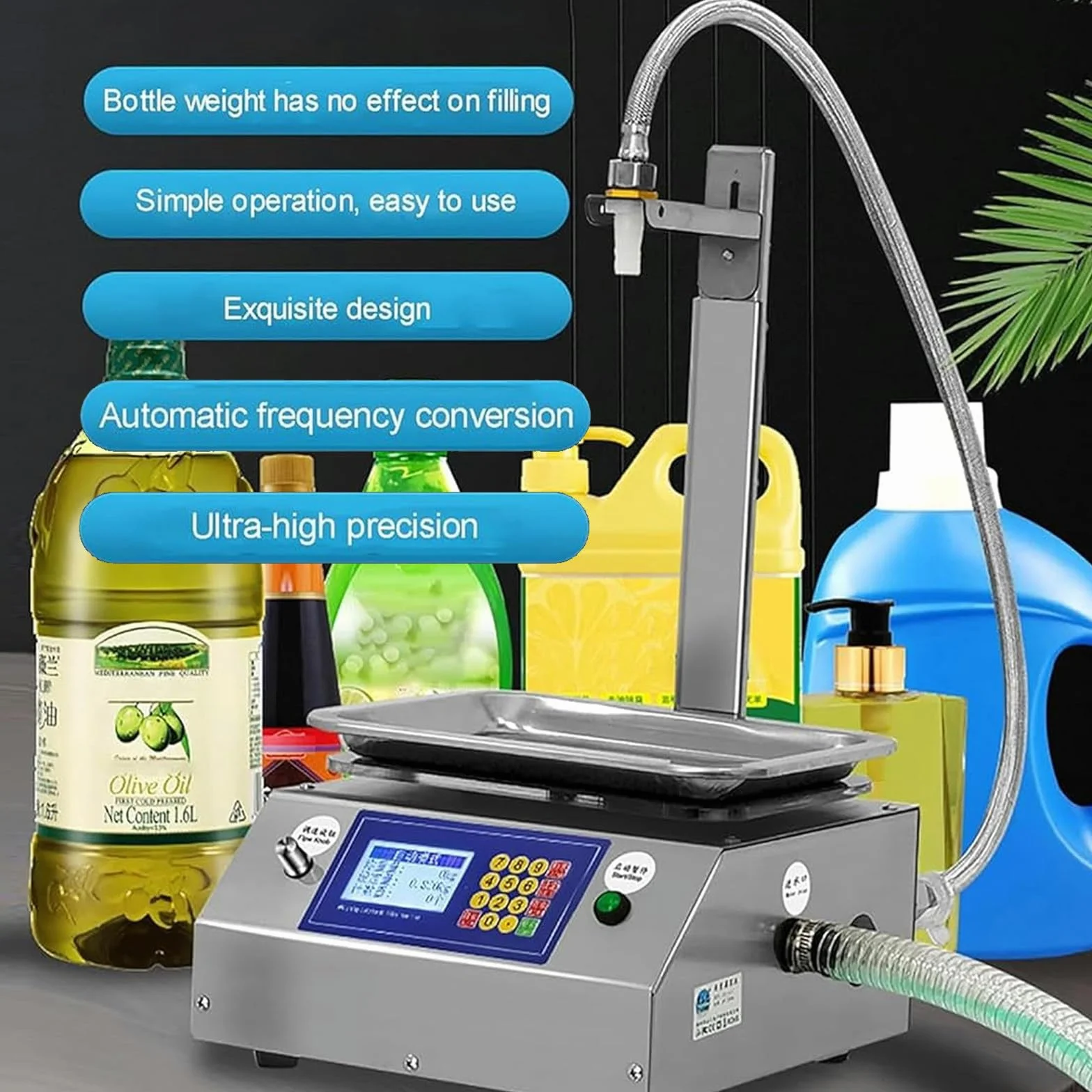 Máquina Automática de Llenado de Líquido, Llenadora de Botellas Bomba Diafragma de Control Digital Máquina de Llenado Automática para Leche, Agua, Vino, Bebidas