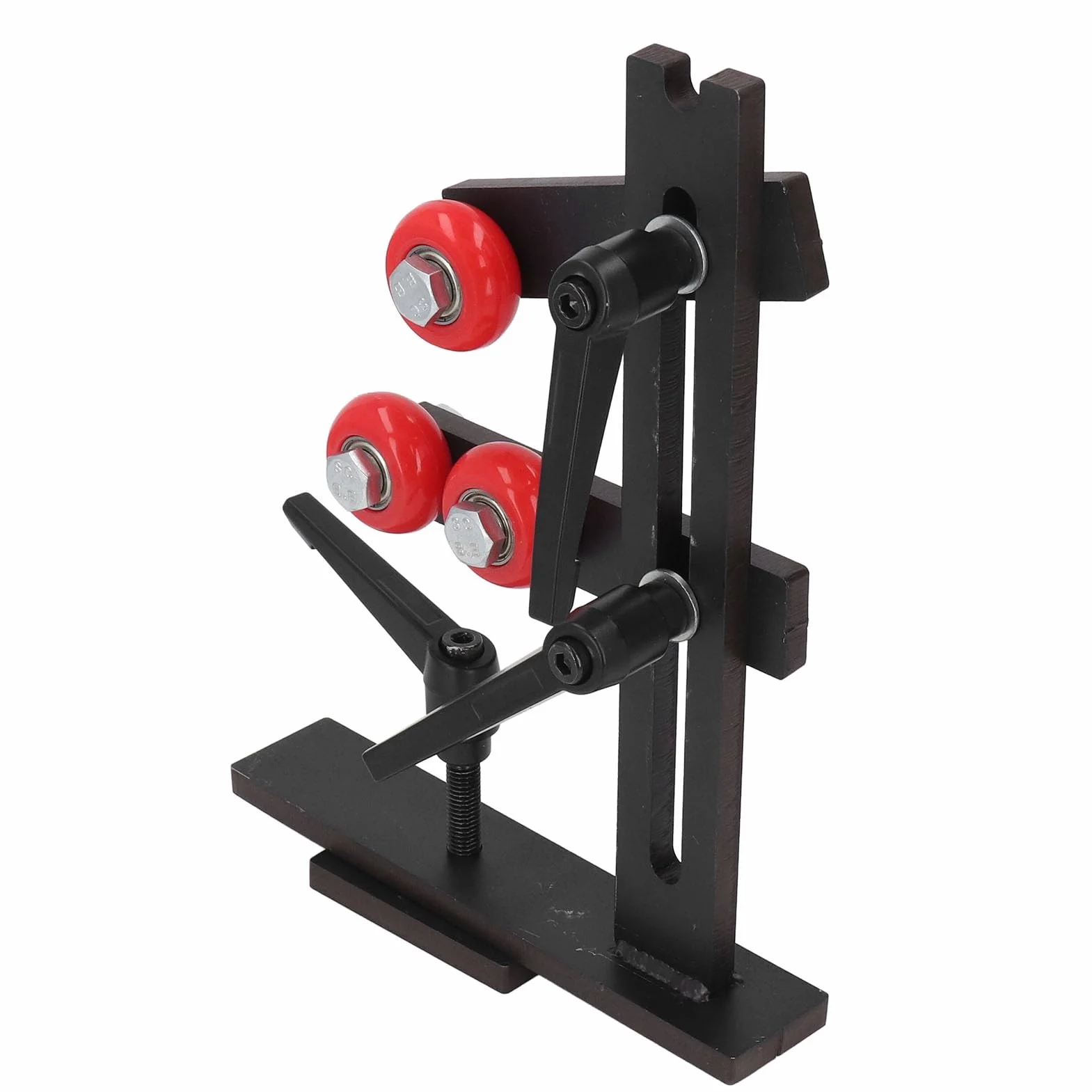 Fockety Torno de Madera luneta, en Forma de L de carpintería luneta con 3 Ruedas de fijación de Metal, Madera Torno de Herramientas de carpintería Centro de Marco de Hierro Fundido de herr