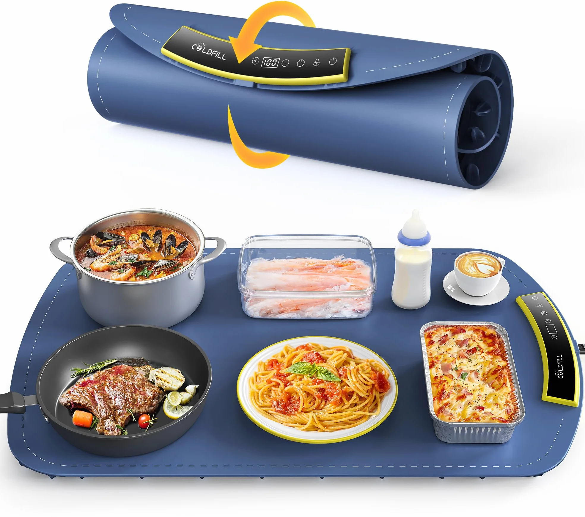 Bandeja Calentadora Eléctrica 60x40x2.5cm 40-110°C Regulable Portátil para Buffets