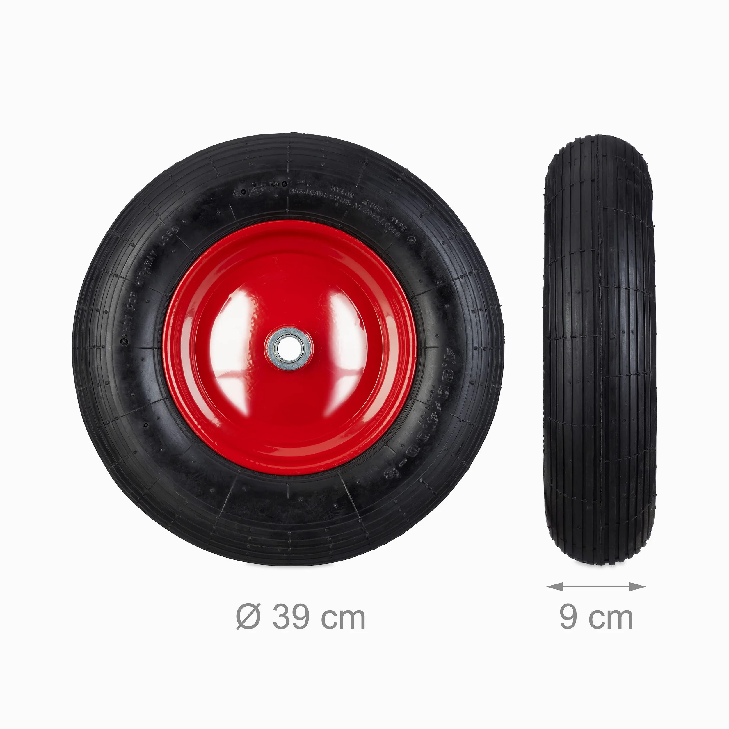 4 Ruedas Carretilla Hinchables 4.80 4.00-8, Goma, Negro, hasta 120 kg