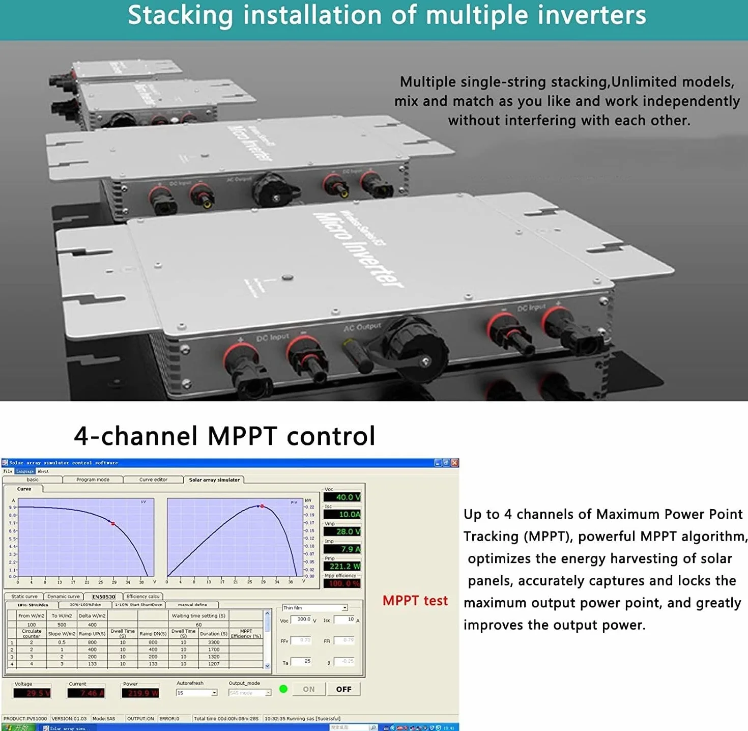 Inversor conexión a Red 1200/1600/2000/2400/2800 W, inversor MPPT Solar, con Control aplicación WiFi, conexión a Red Solar microinversor identificación automática a Prueba Agua