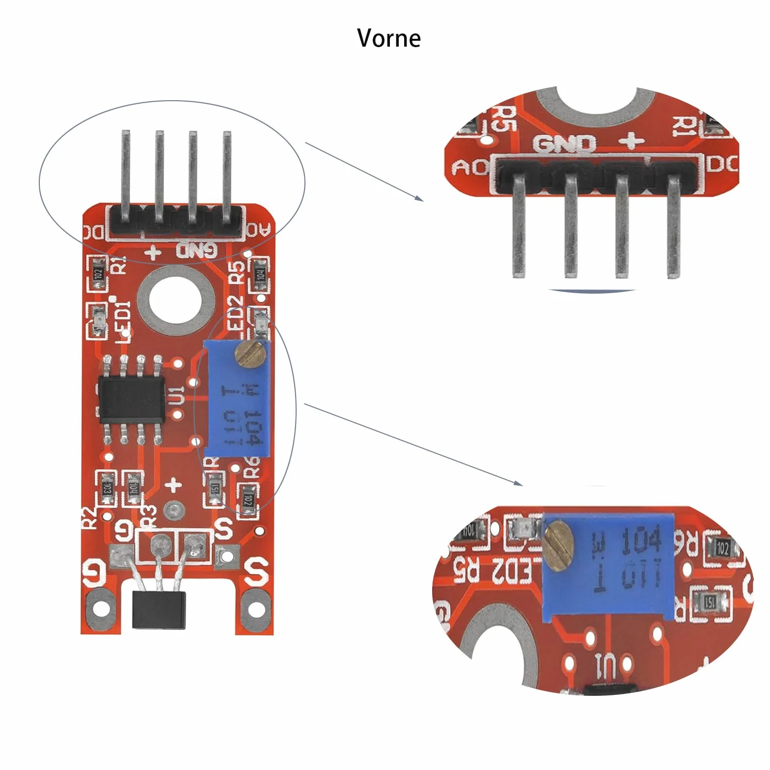 4 módulos de sensor magnético lineal KY-024 compatible para Arduino y Raspberry Pi (4)