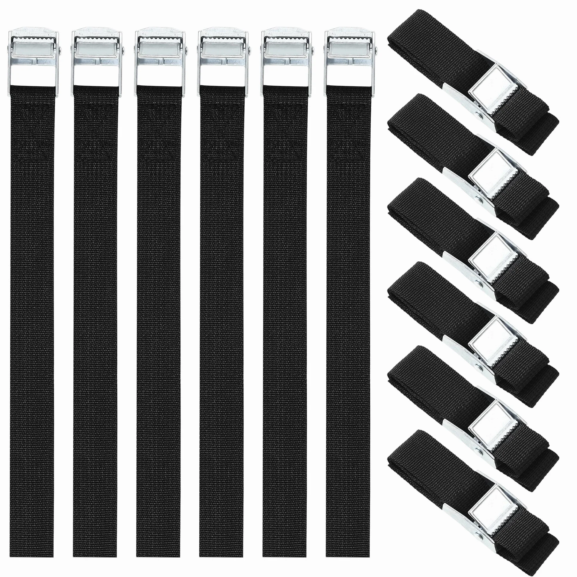 Cinchas de Amarre 25mm x 0.5m con Cierre de Clip DIN EN 12195-2 Correa de Fijación para Motos Furgonetas Bicicletas Negro