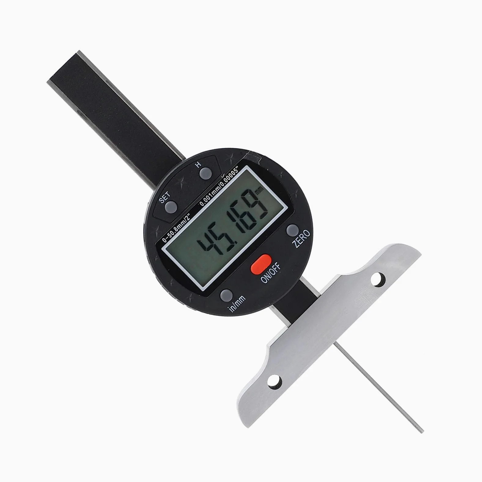 KIMISS Medidor de Profundidad Electrónico de Alta Precisión Pantalla Digital de Alta Precisión Mm en Unidades Medidor de Profundidad de Varilla Delgada USB Rango de 0-50,8 Mm con Amplio Rango y