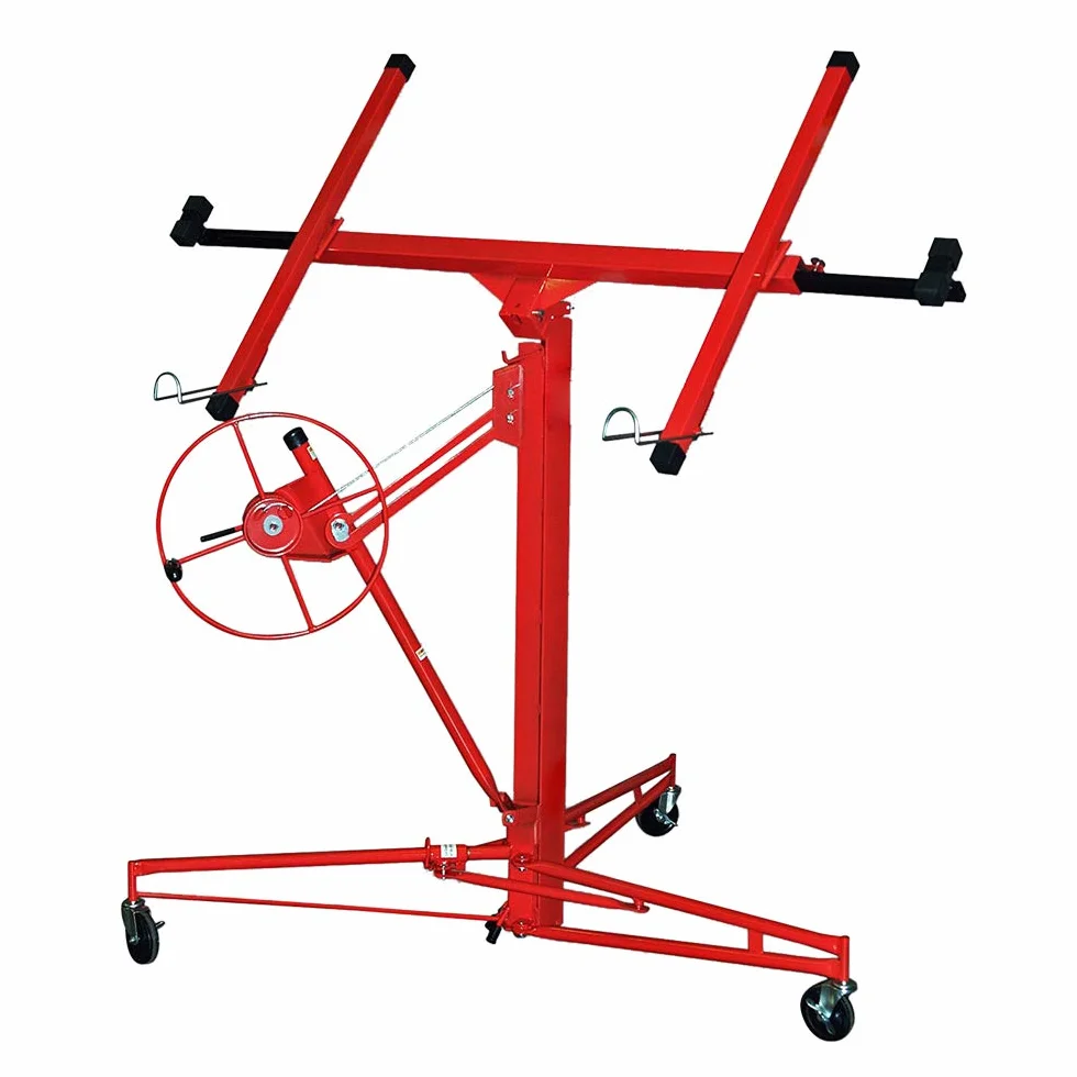 Herrselsam - Elevador de placas plegable XXL, 140 cm-350 cm de altura de trabajo, ajustable en altura, 68 kg de carga máxima, 290 cm de brazo de carga para placas de yeso
