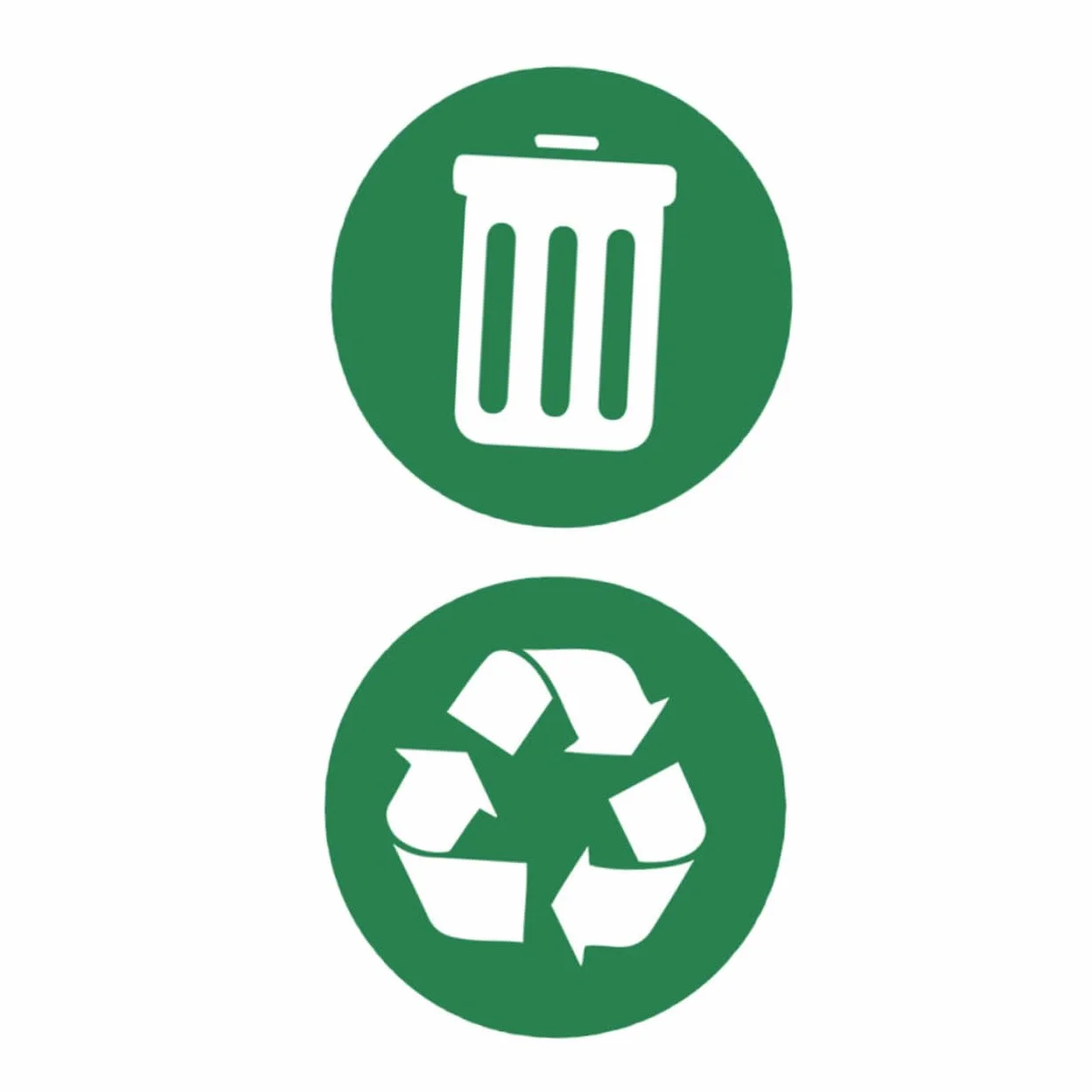 Pegatinas de Reciclaje PVC Adhesivas Pequeñas para Cubo de Basura Clasificación Residuos Hogar Oficina