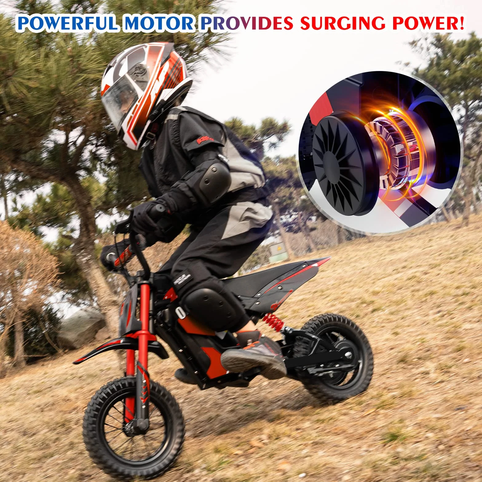 EVERCROSS EV12M Motocicleta Eléctrica Niños 300W 3 Velocidades 18km Alcance 12" Neumático Cross 110cm+