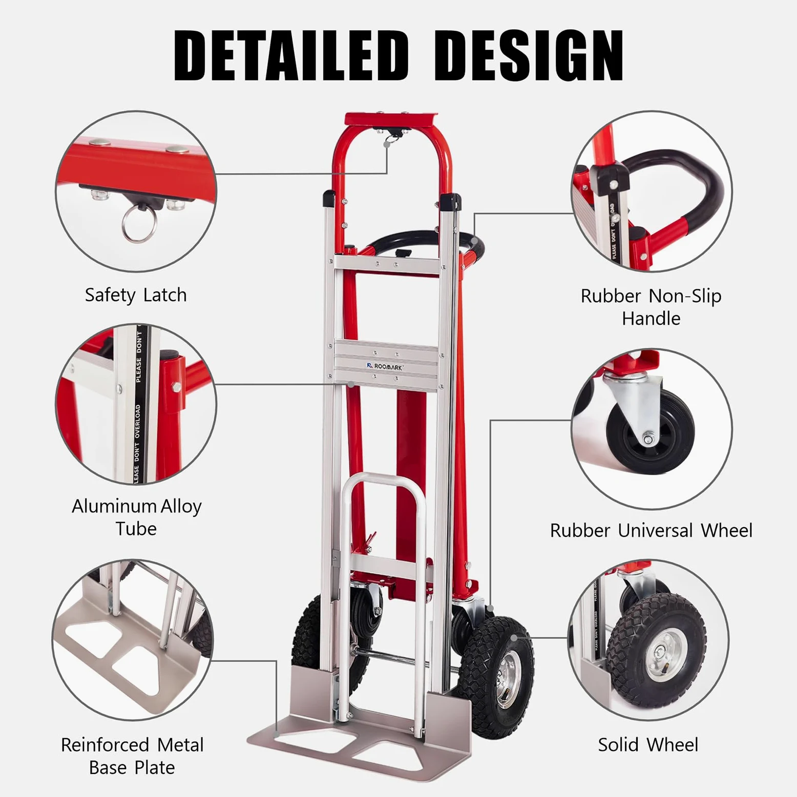 4 en 1 Carretilla de Mano Plegable de Aluminio, Carga de 363 kg, Carro de Transporte Convertible, con Ruedas Antideslizantes, para Transporte de Mercancías, Almacén y Supermercado