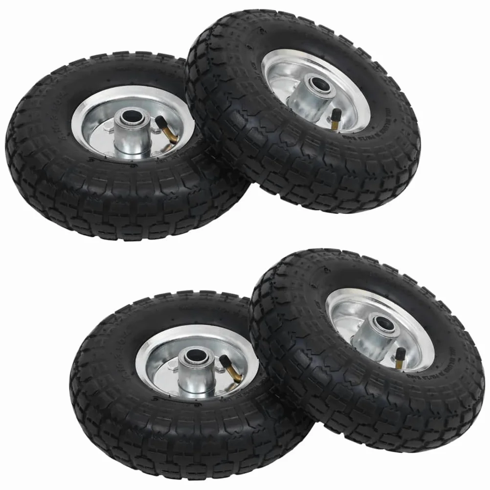 Ruedas para carretillas, 4 unidades, goma, 4,10/3,50-4 (260 x 83)