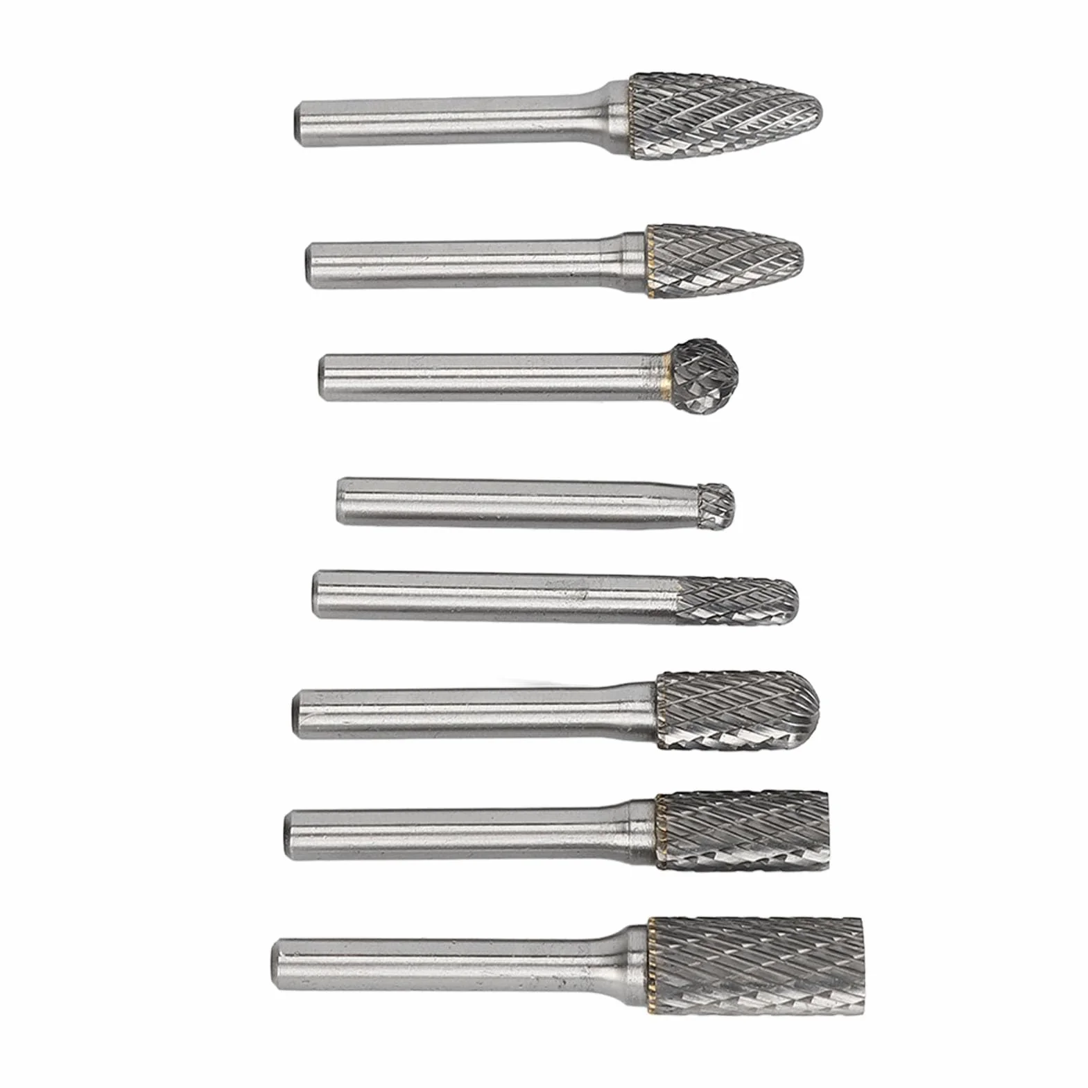 Garosa Juego de Fresas de Carburo Juego de Fresas Rotativas de Acero de Tungsteno 8 Piezas de de Doble Corte para Metal Tallado en Madera Pulido Fresado Desbarbado para Usuarios de Amoladoras